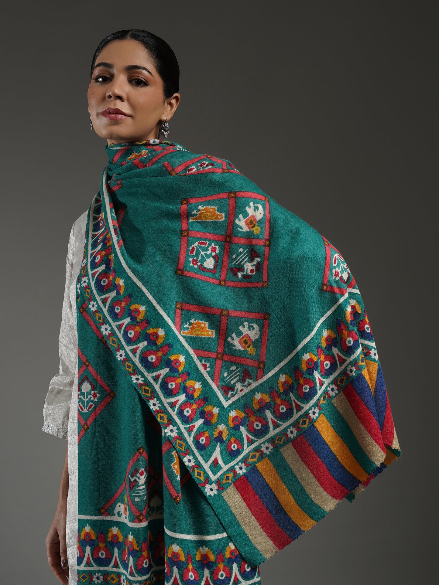 Rangbaahar Patola pashmina Stole