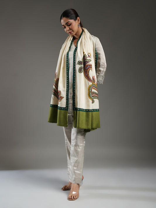 Pashmina Kalamkari Border Stole
