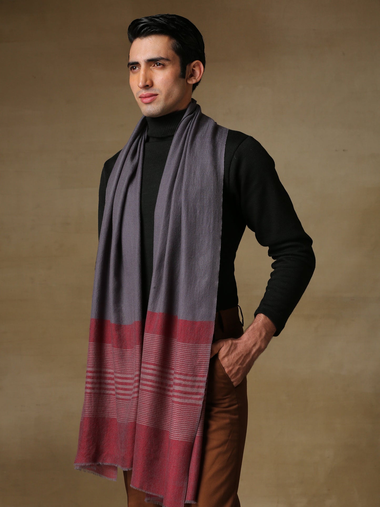 Striped Pashmina Stole in Self Weave