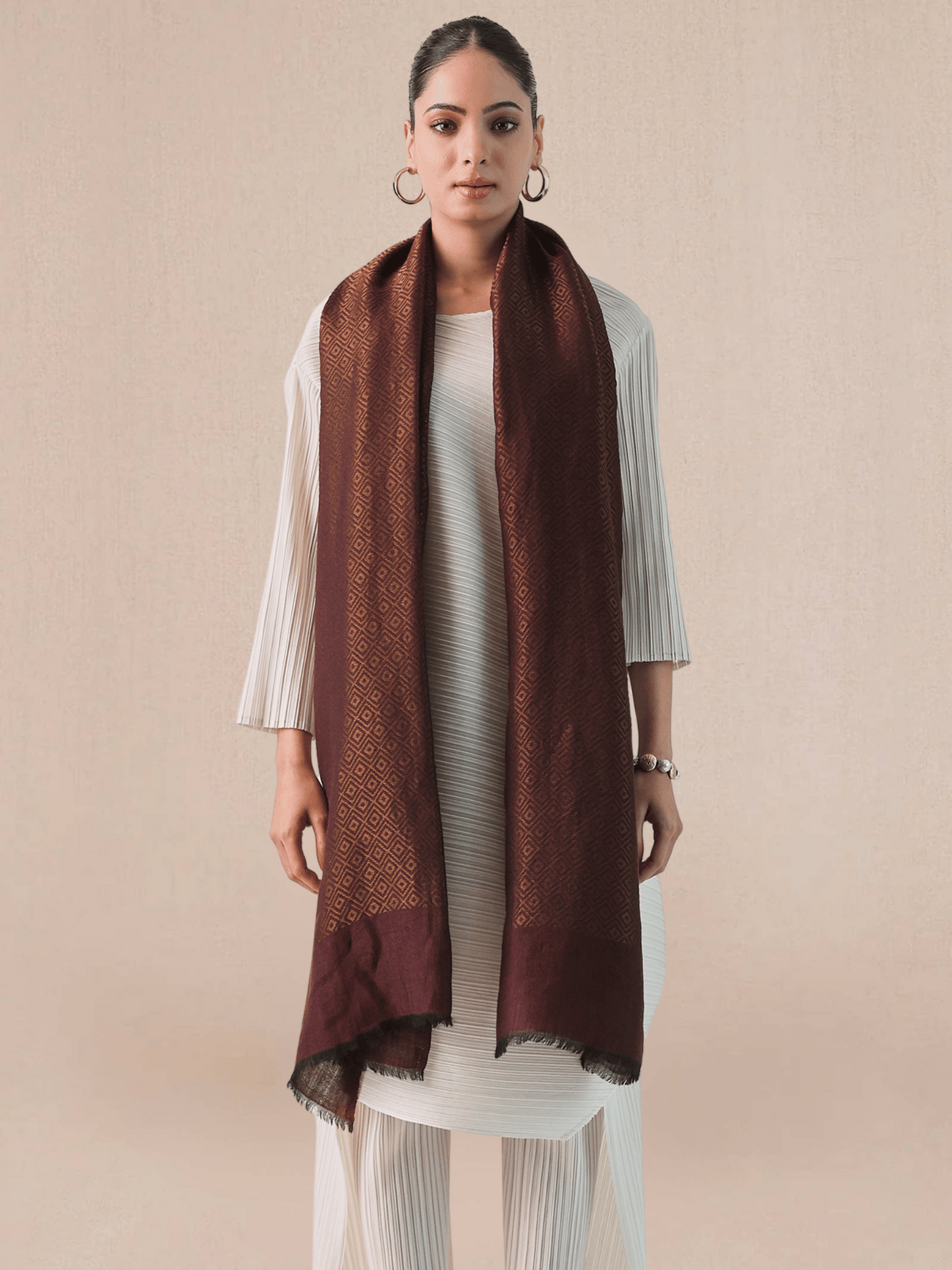 Wool Reversible Zari Stole