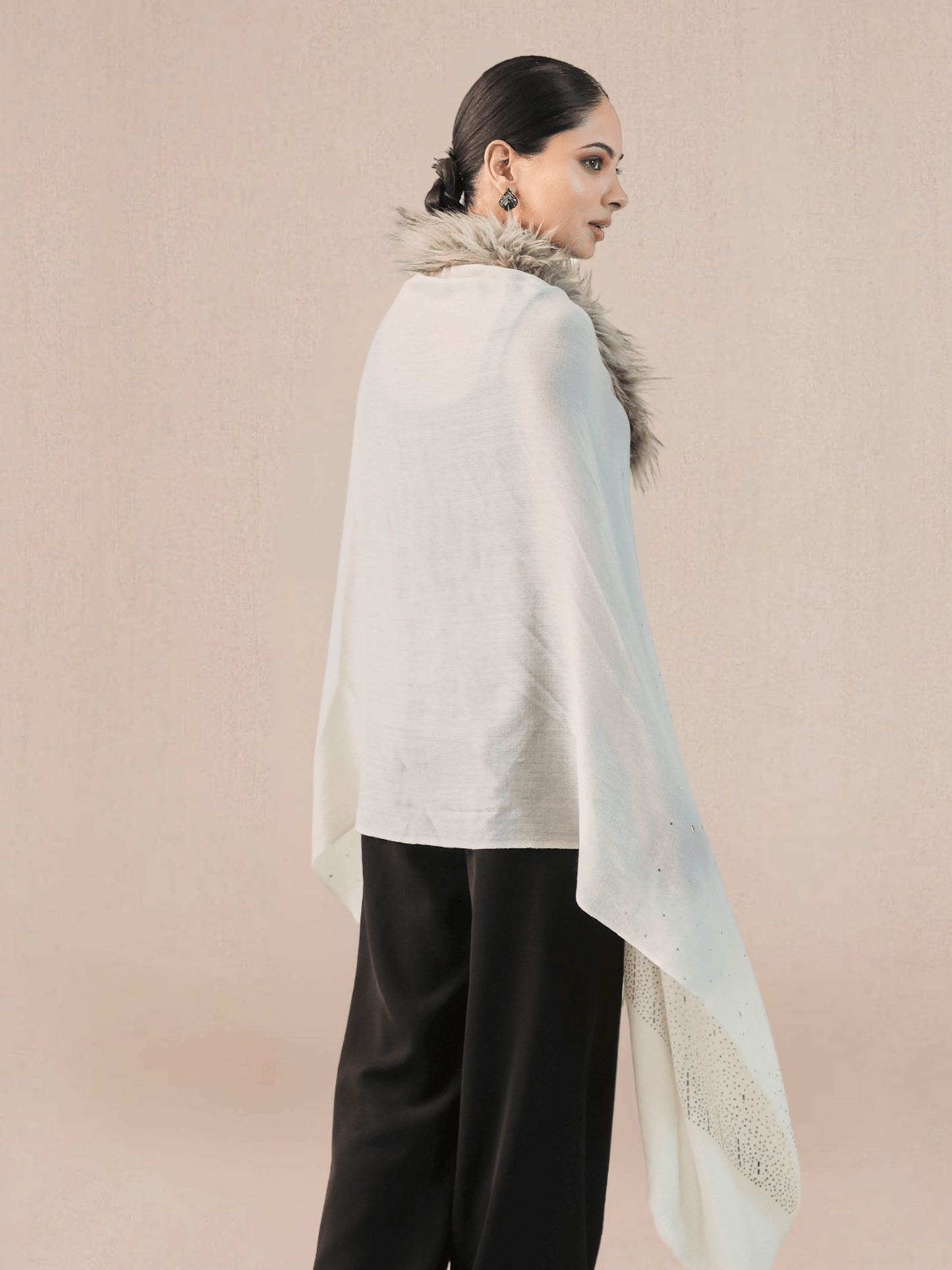 Fur cashmere capes