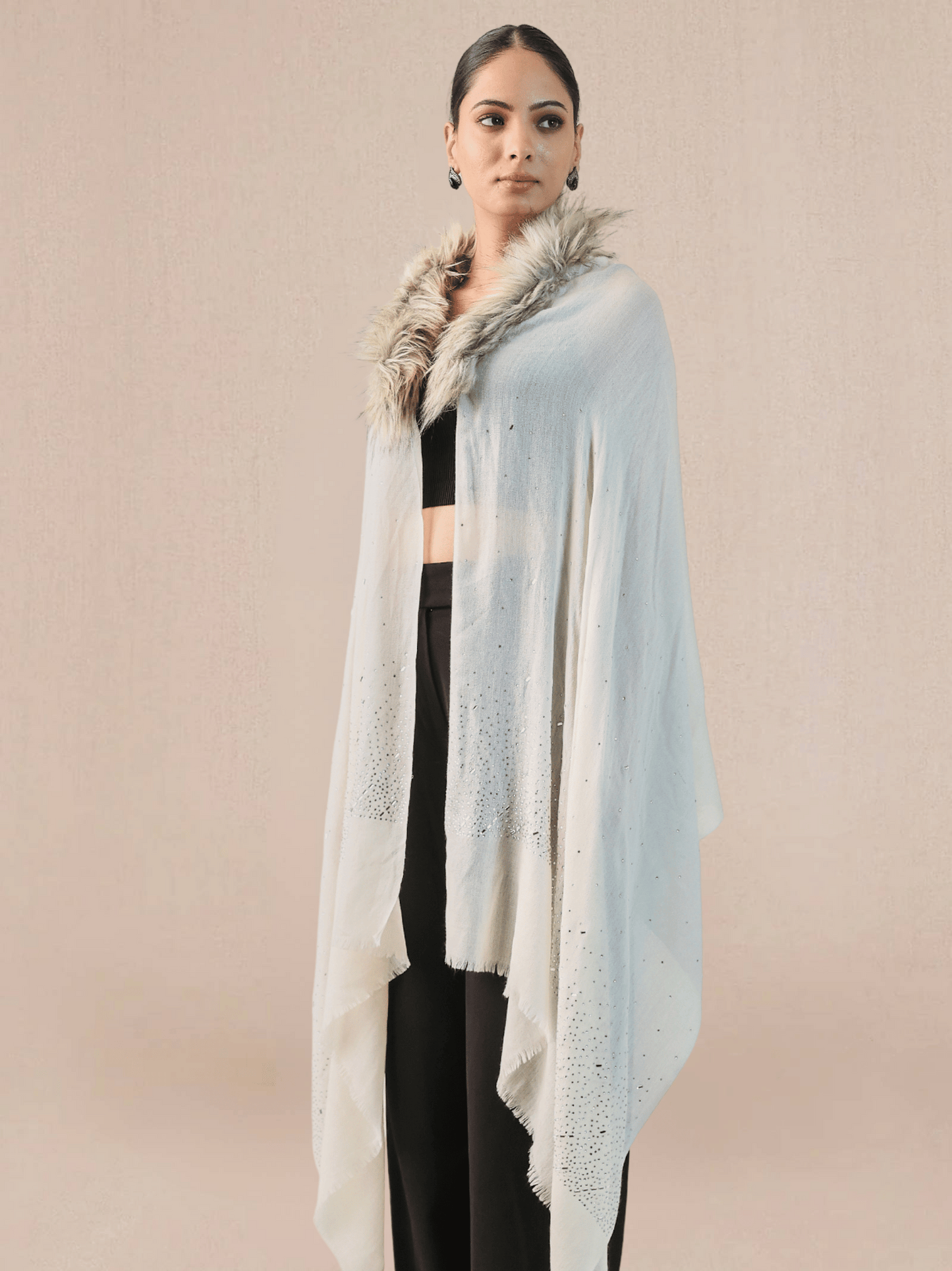 Fur cashmere capes