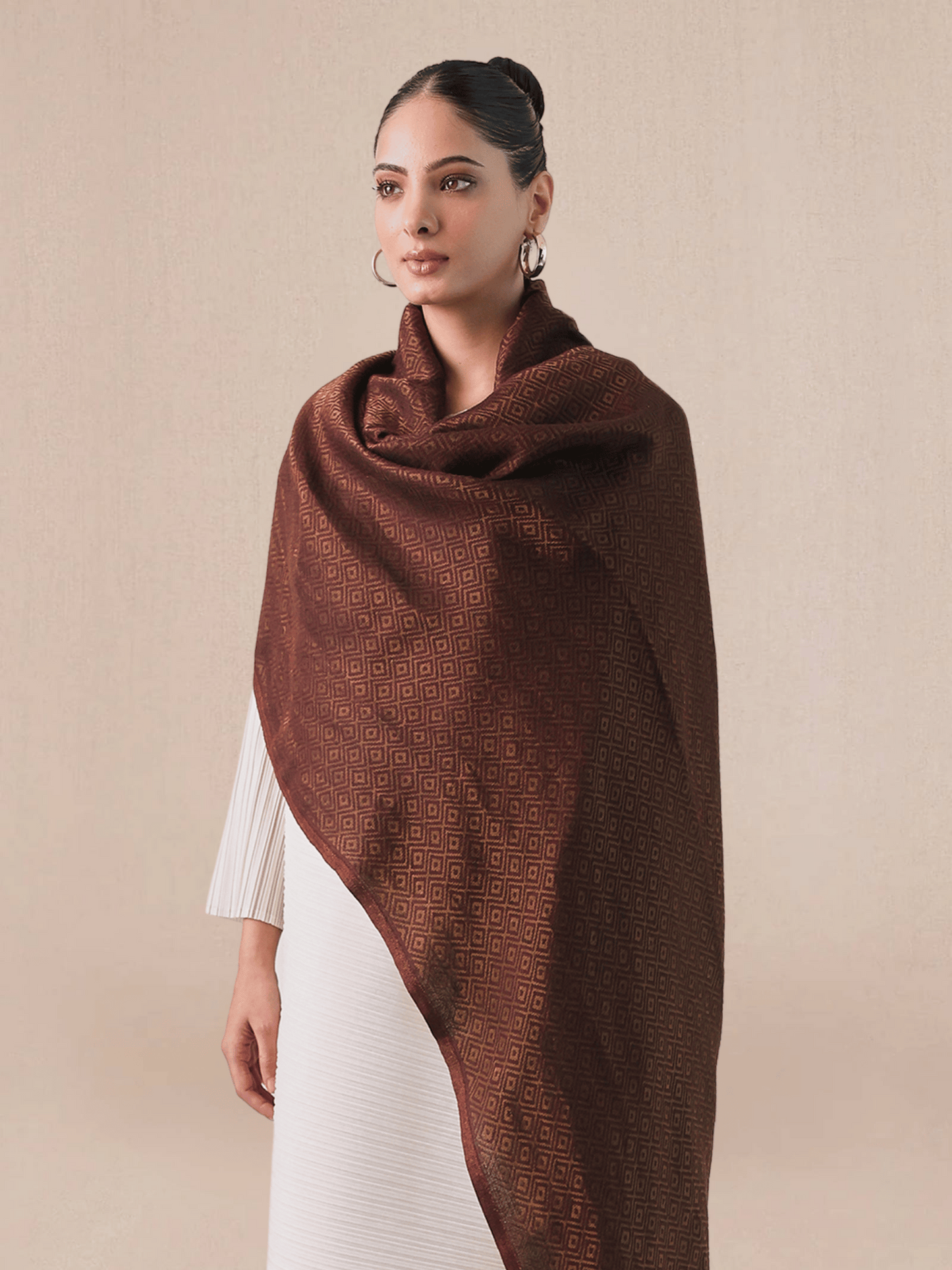 Wool Reversible Zari Stole