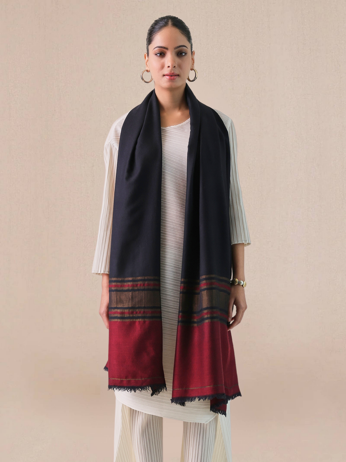 Qazah - Striped Pashmina Stole