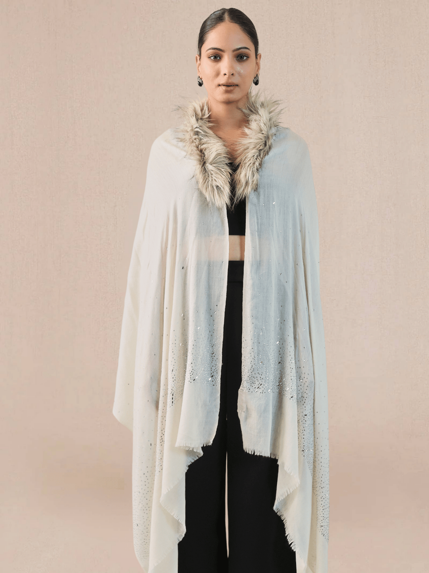 Fur cashmere capes