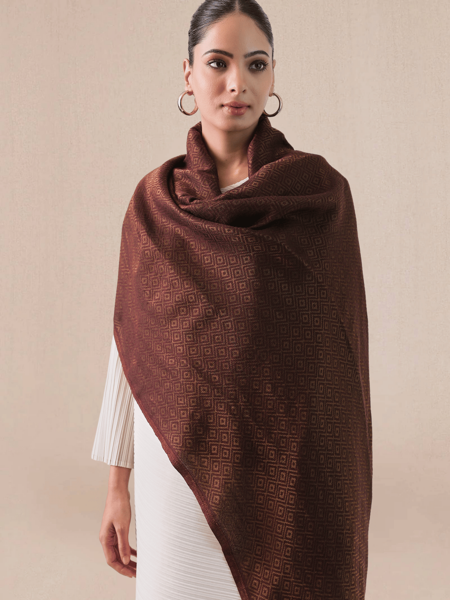 Wool Reversible Zari Stole