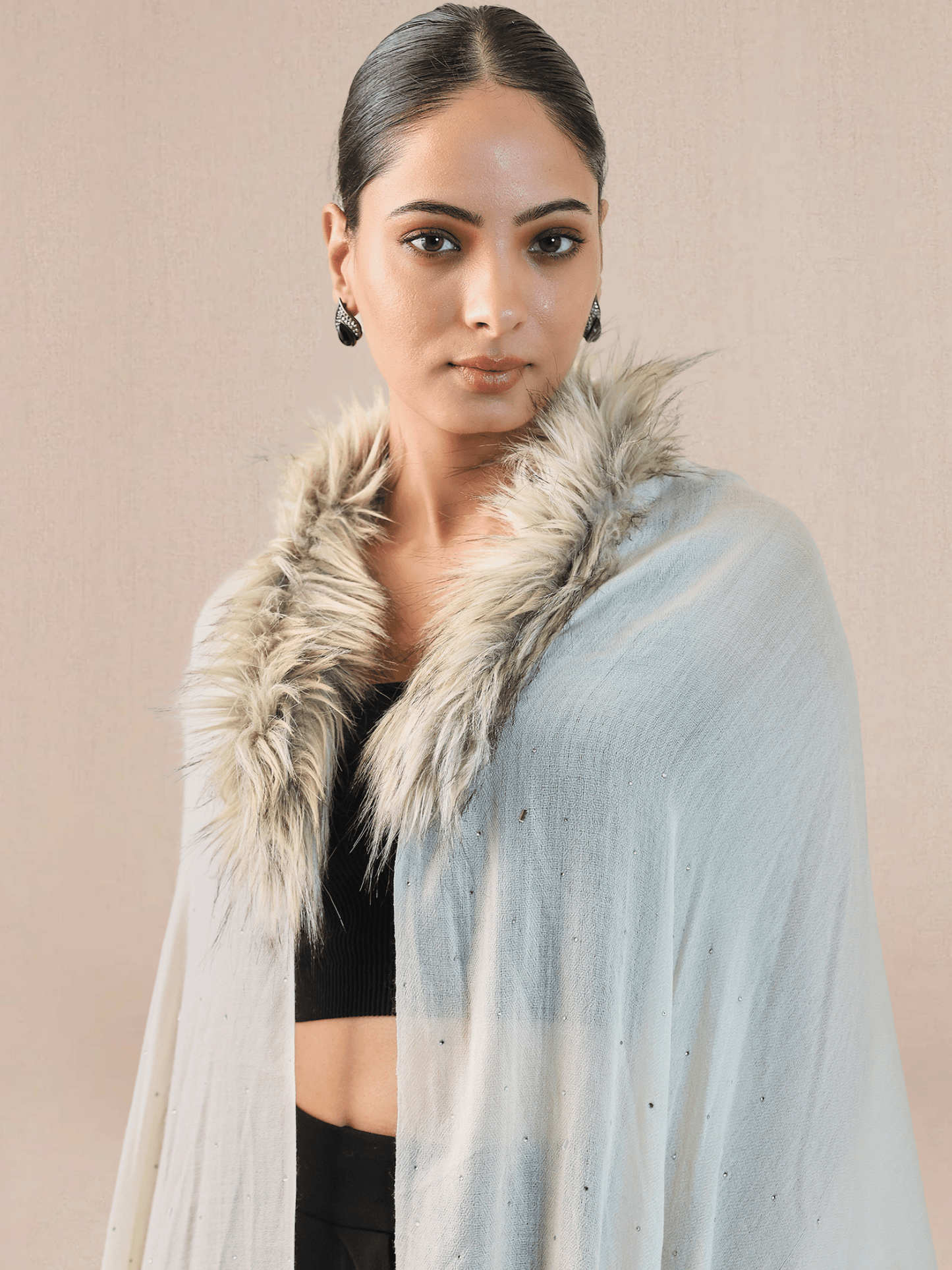 Fur cashmere capes