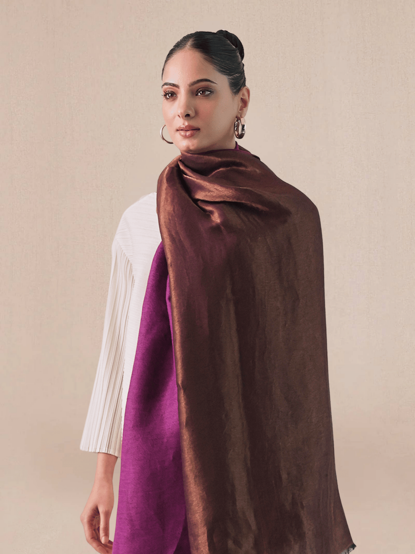 Wool Reversible Zari Stole