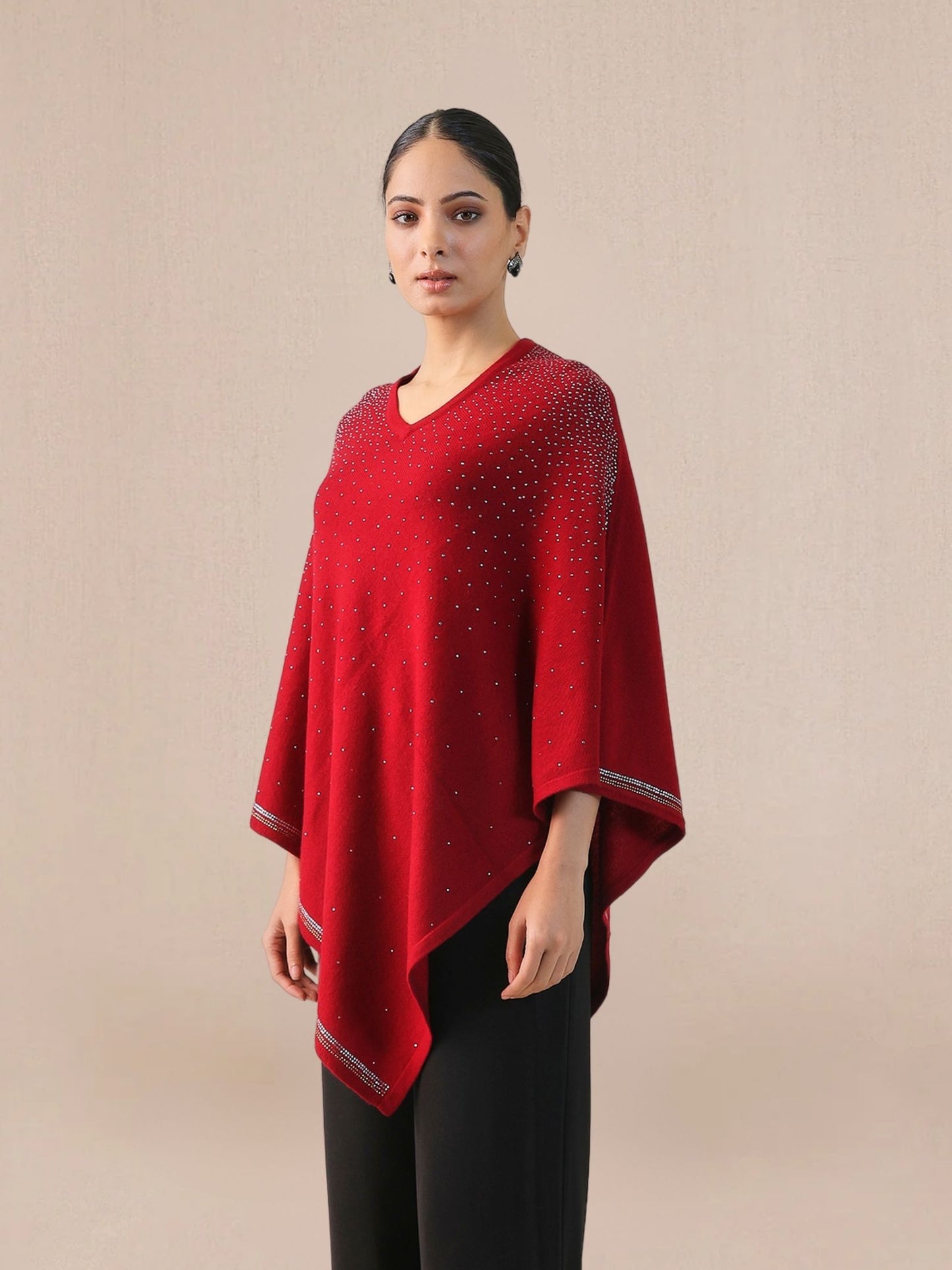 Woolen Cape Poncho-Bead