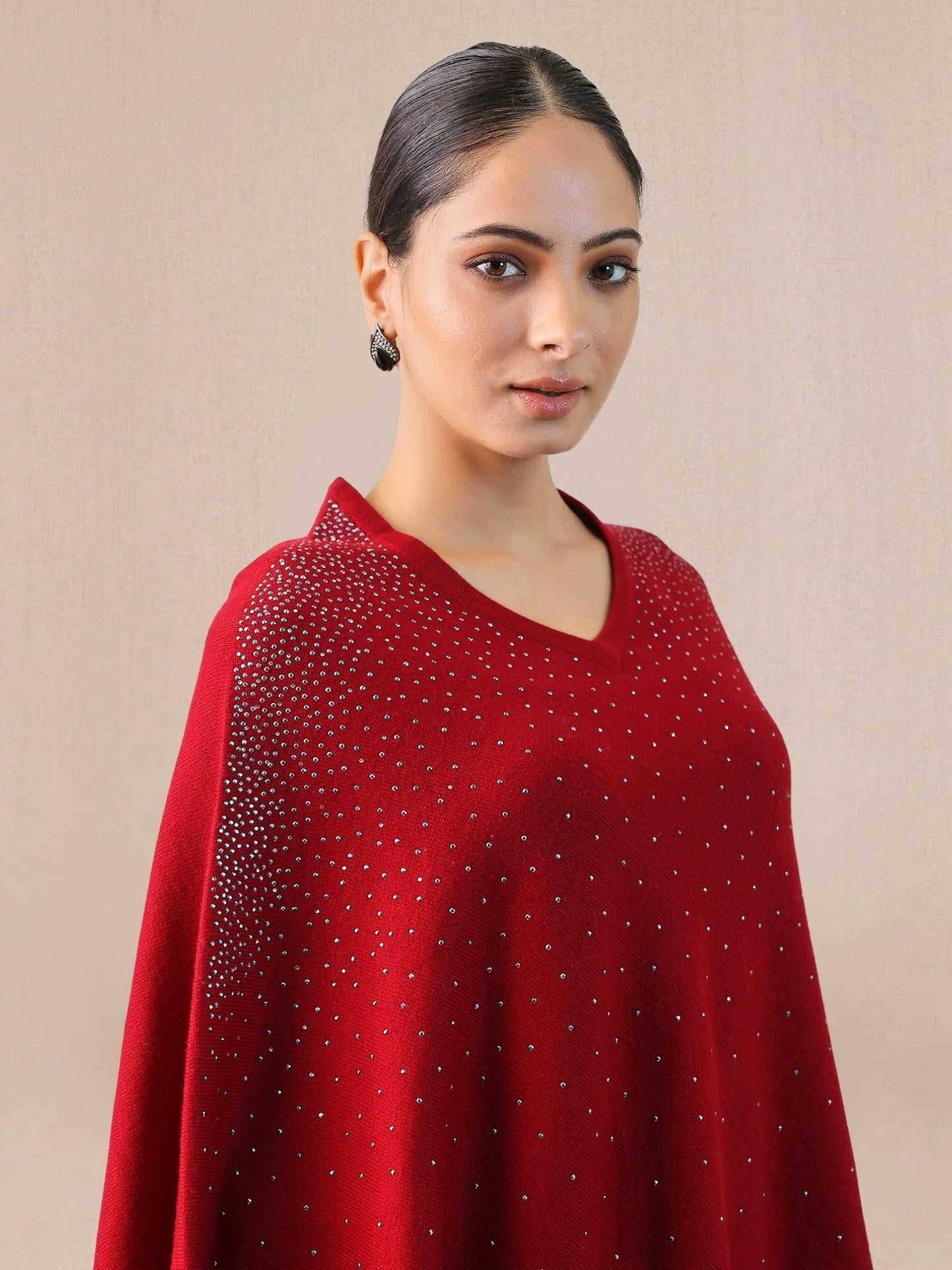 Woolen Cape Poncho-Bead