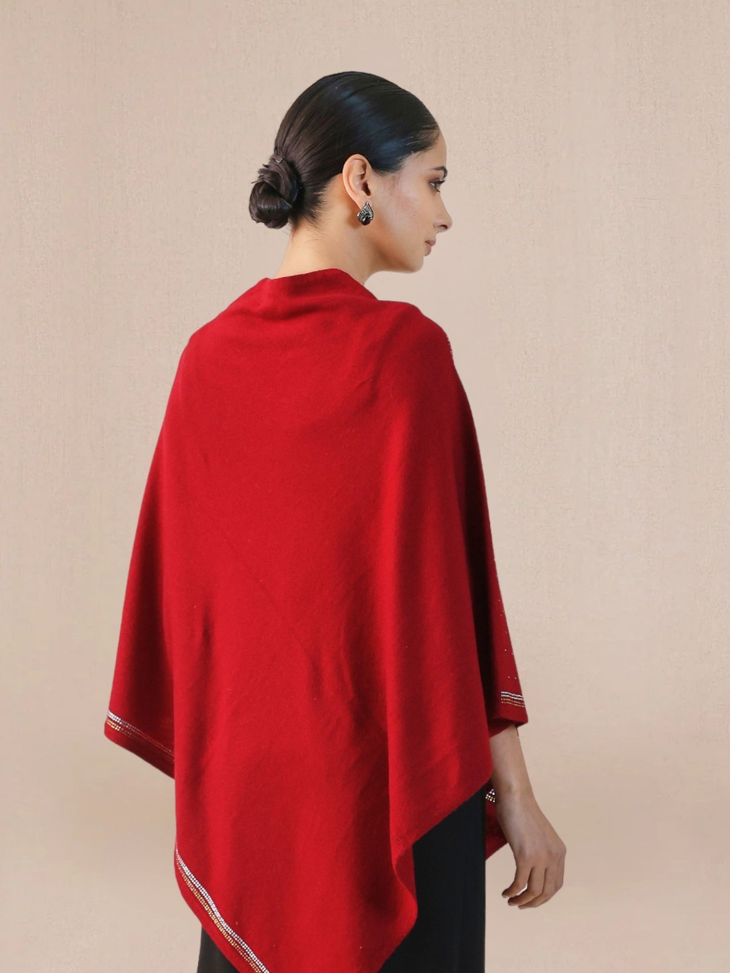 Woolen Cape Poncho-Bead