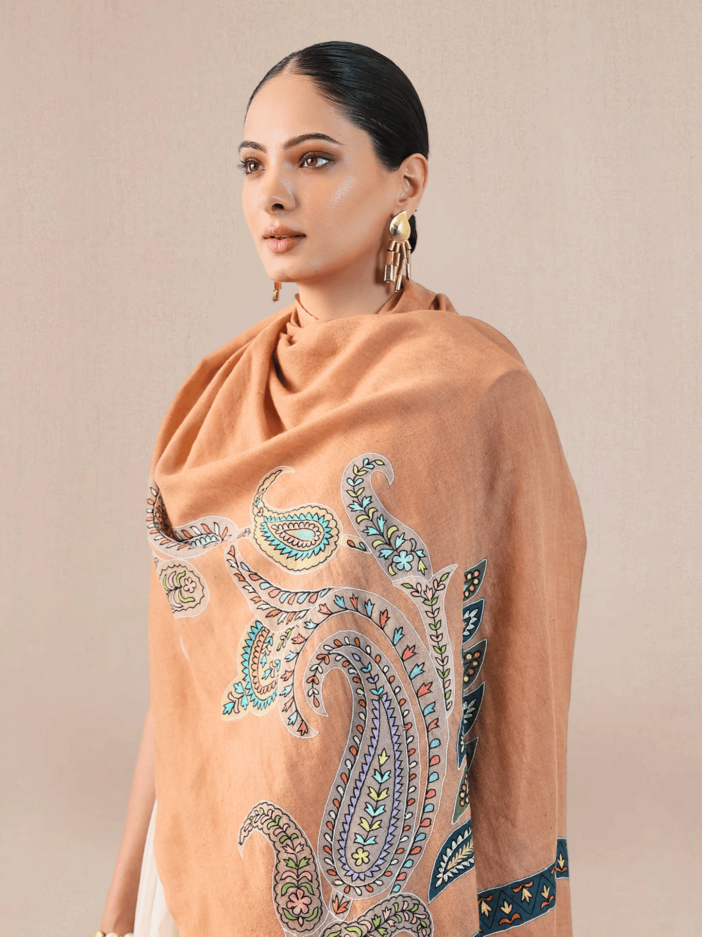 Pashmina Kalamkari Border Stole