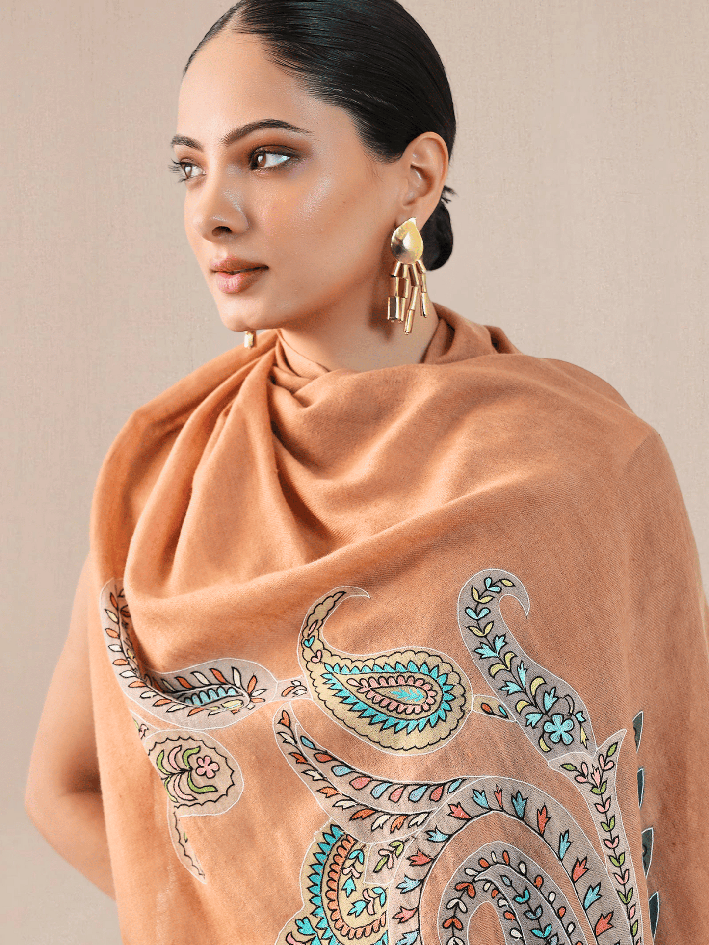 Pashmina Kalamkari Border Stole