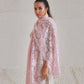 Model is wearing the Celestial Chantilly Pashmina Stole from shaza in baby pink.