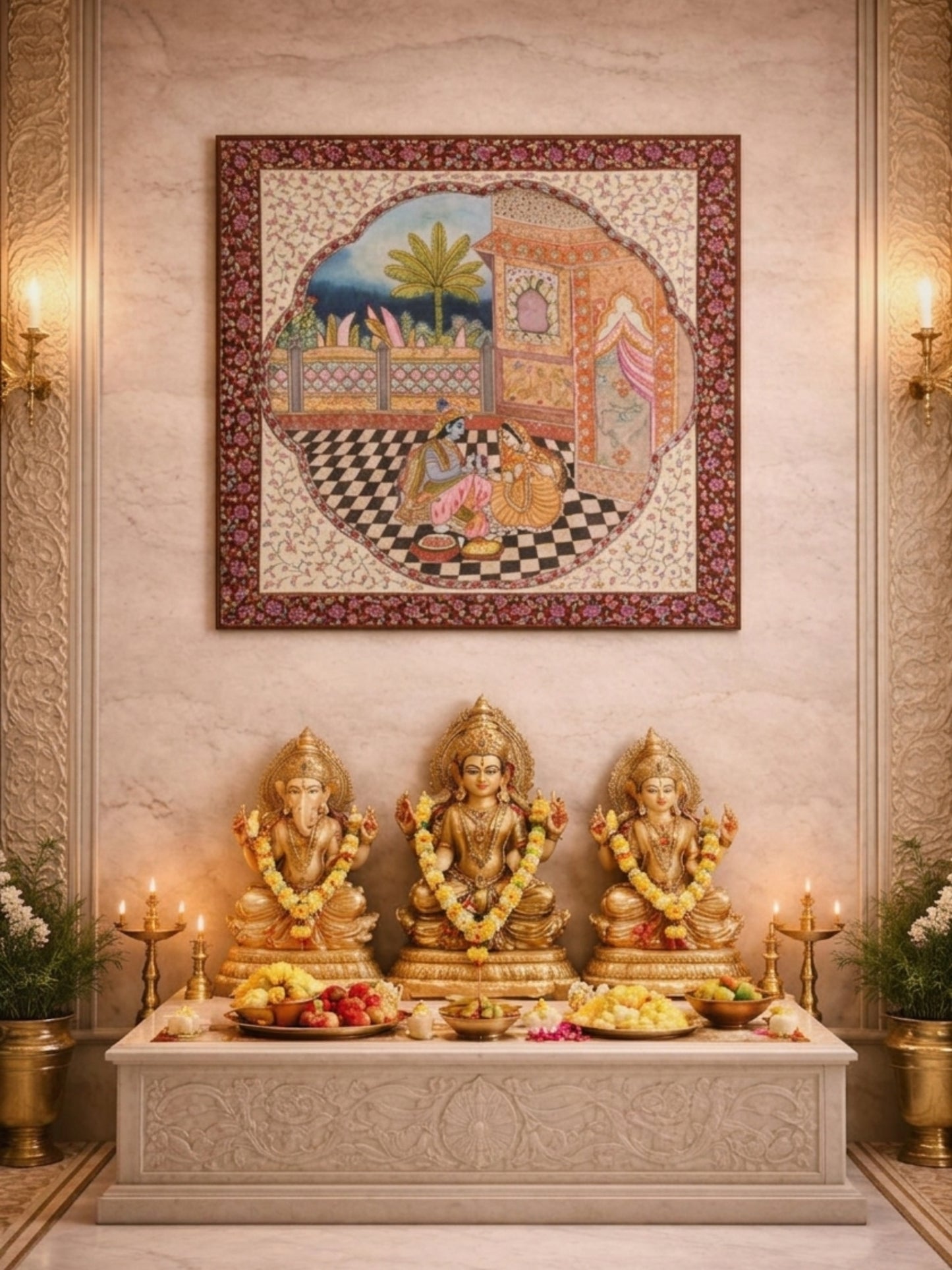 Radha & Krishna: Prem Bandhan (Unframed / 17x17 Inches)