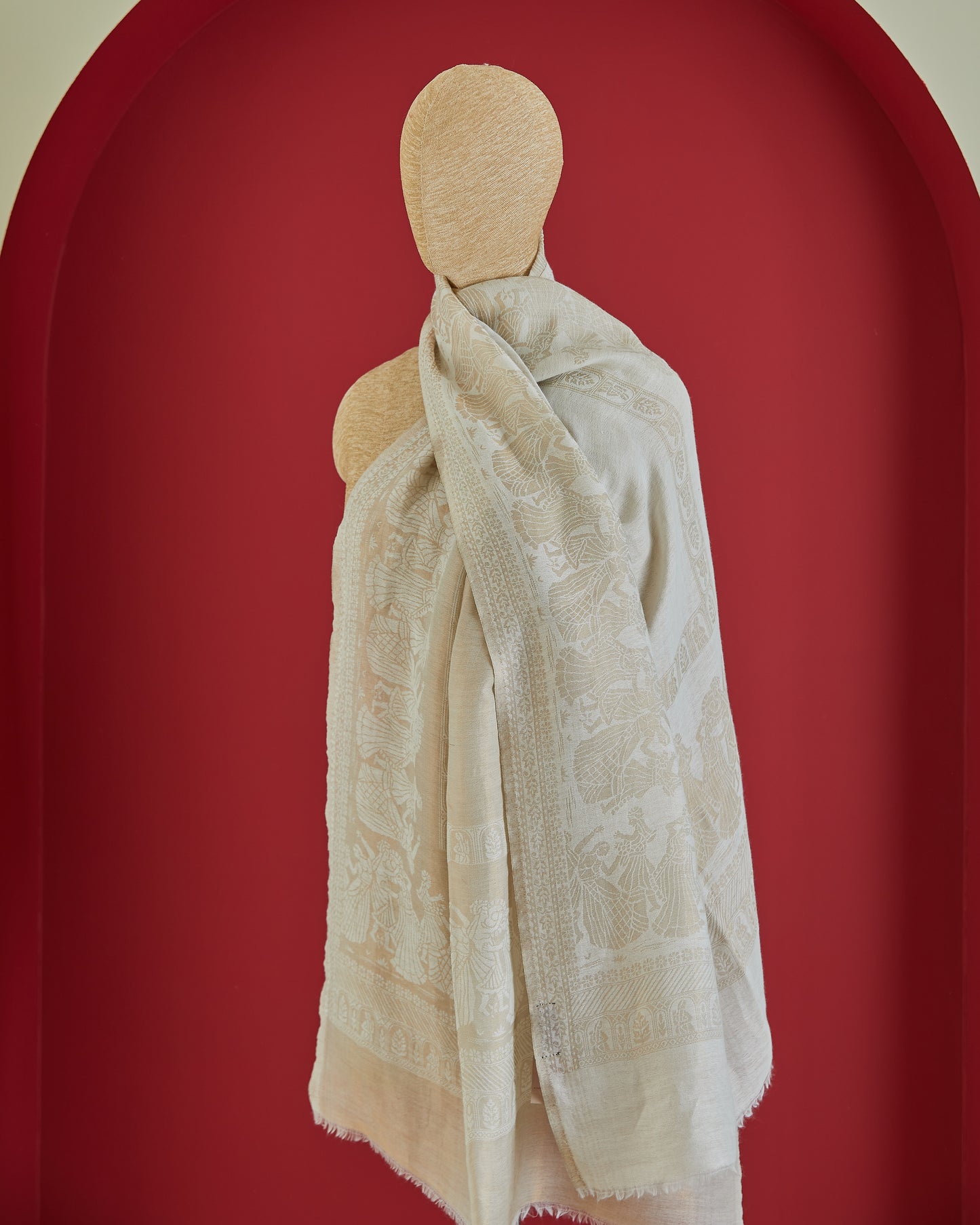 Wool Reversible Zari Stole