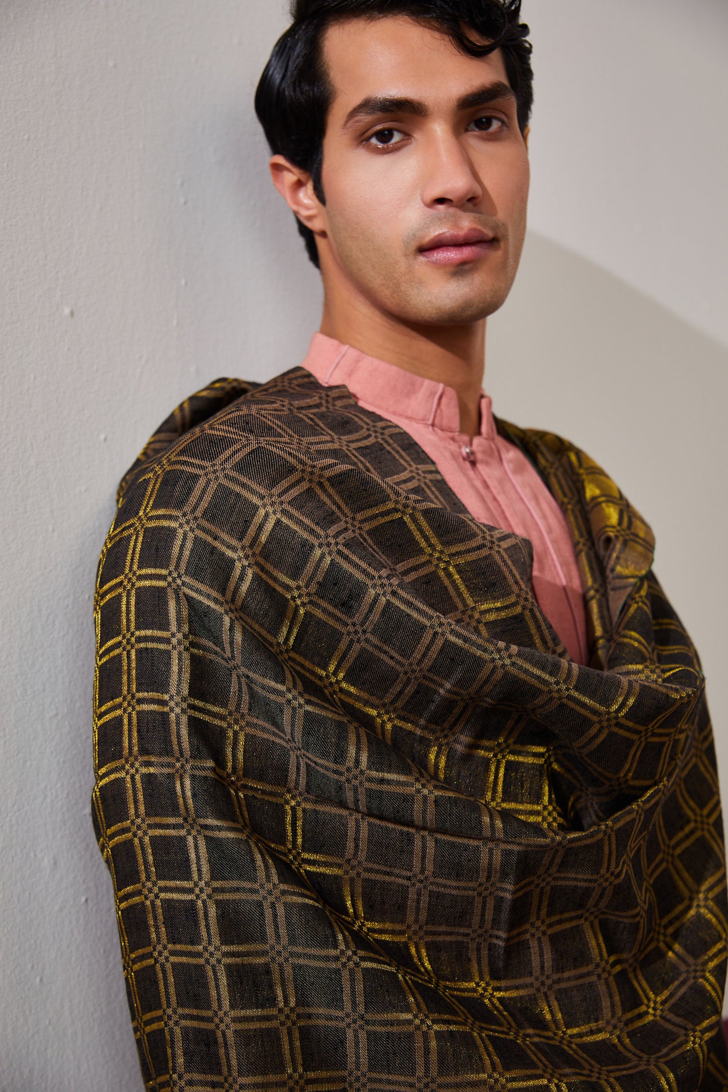 Zari Check Reversible Pashmina Stole