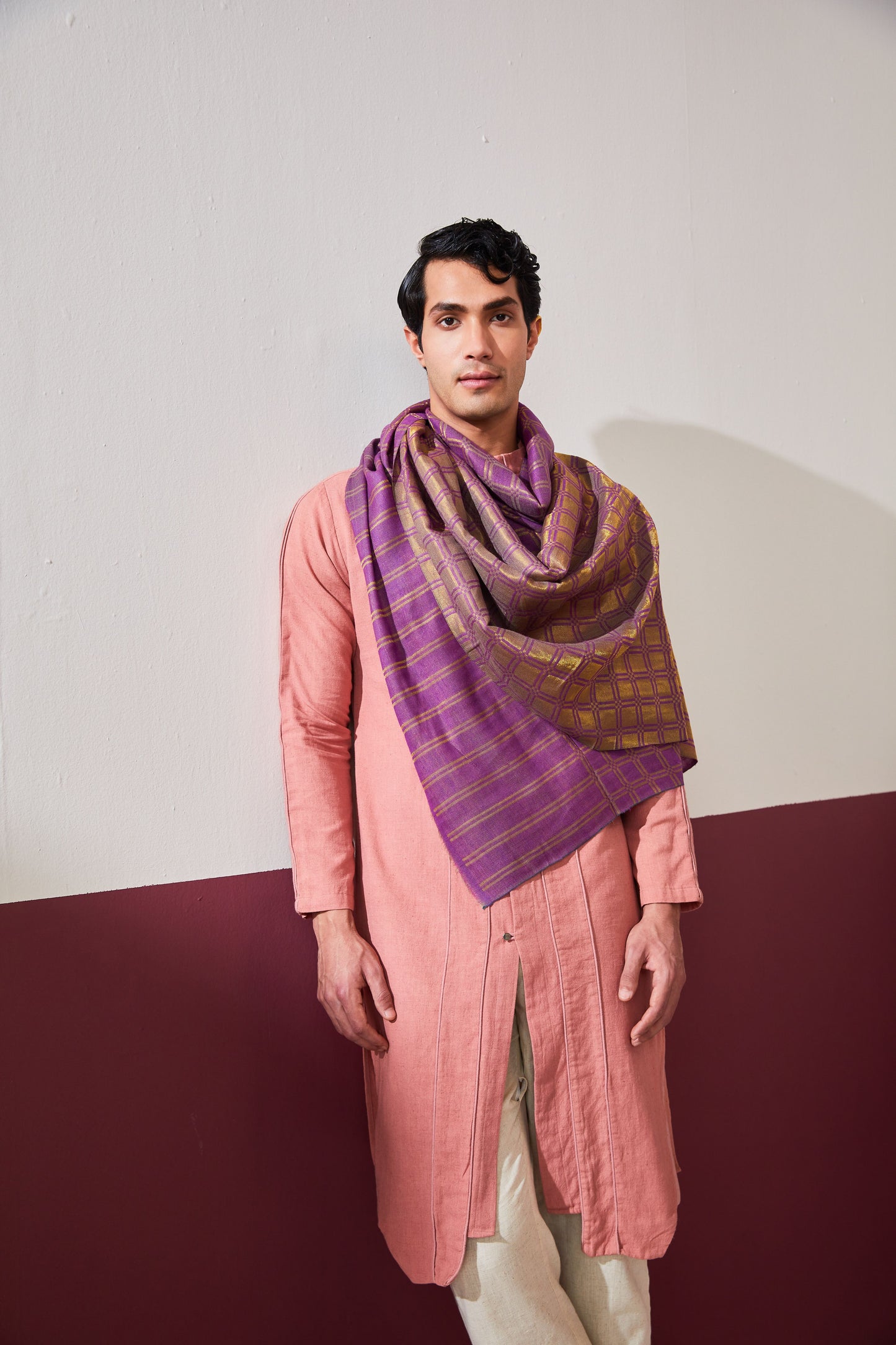 Zari Check Reversible Pashmina Stole
