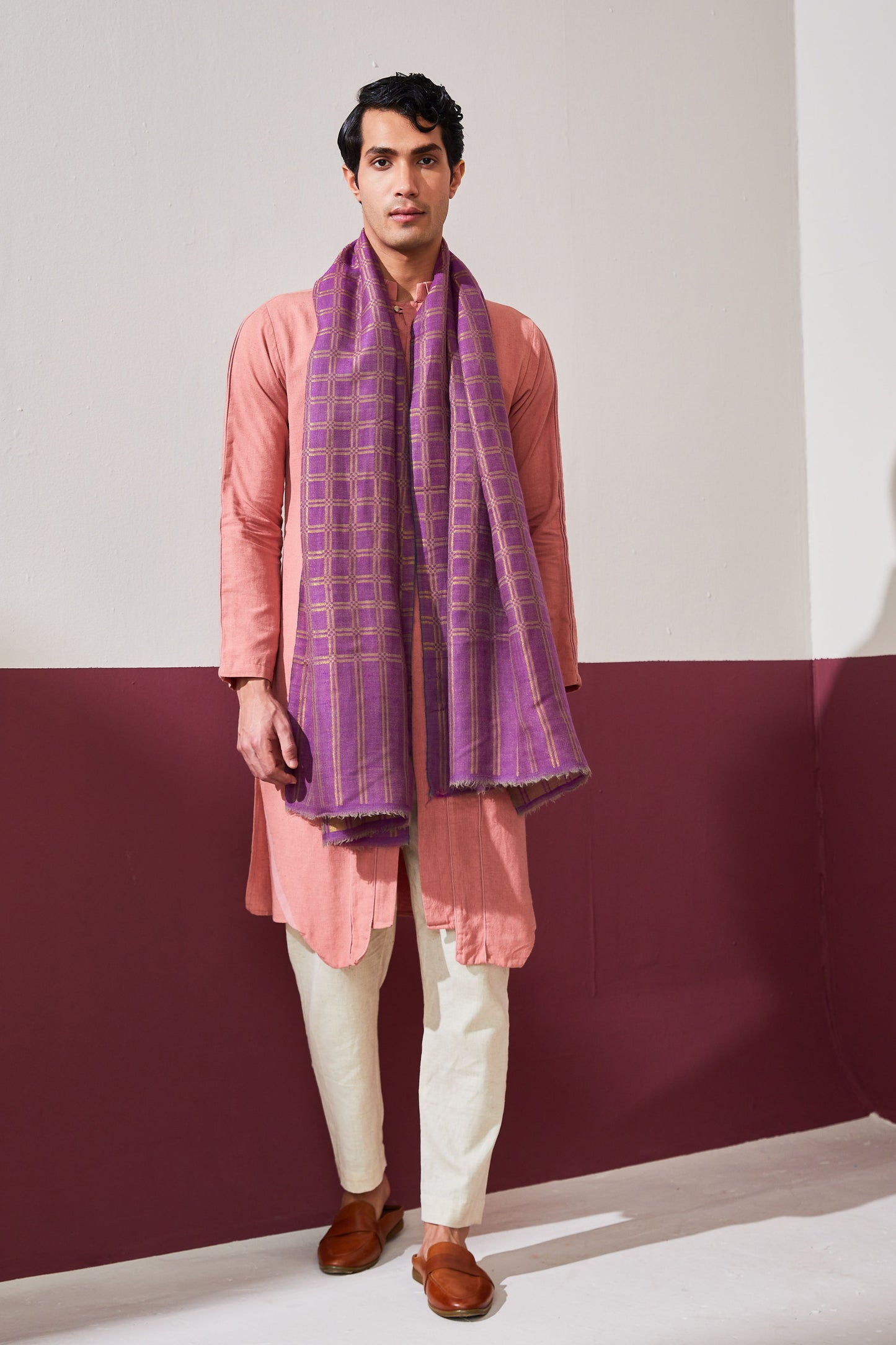 Zari Check Reversible Pashmina Stole
