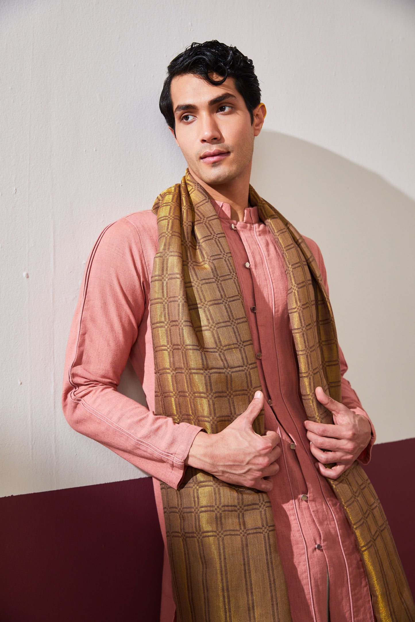 Zari Check Reversible Pashmina Stole