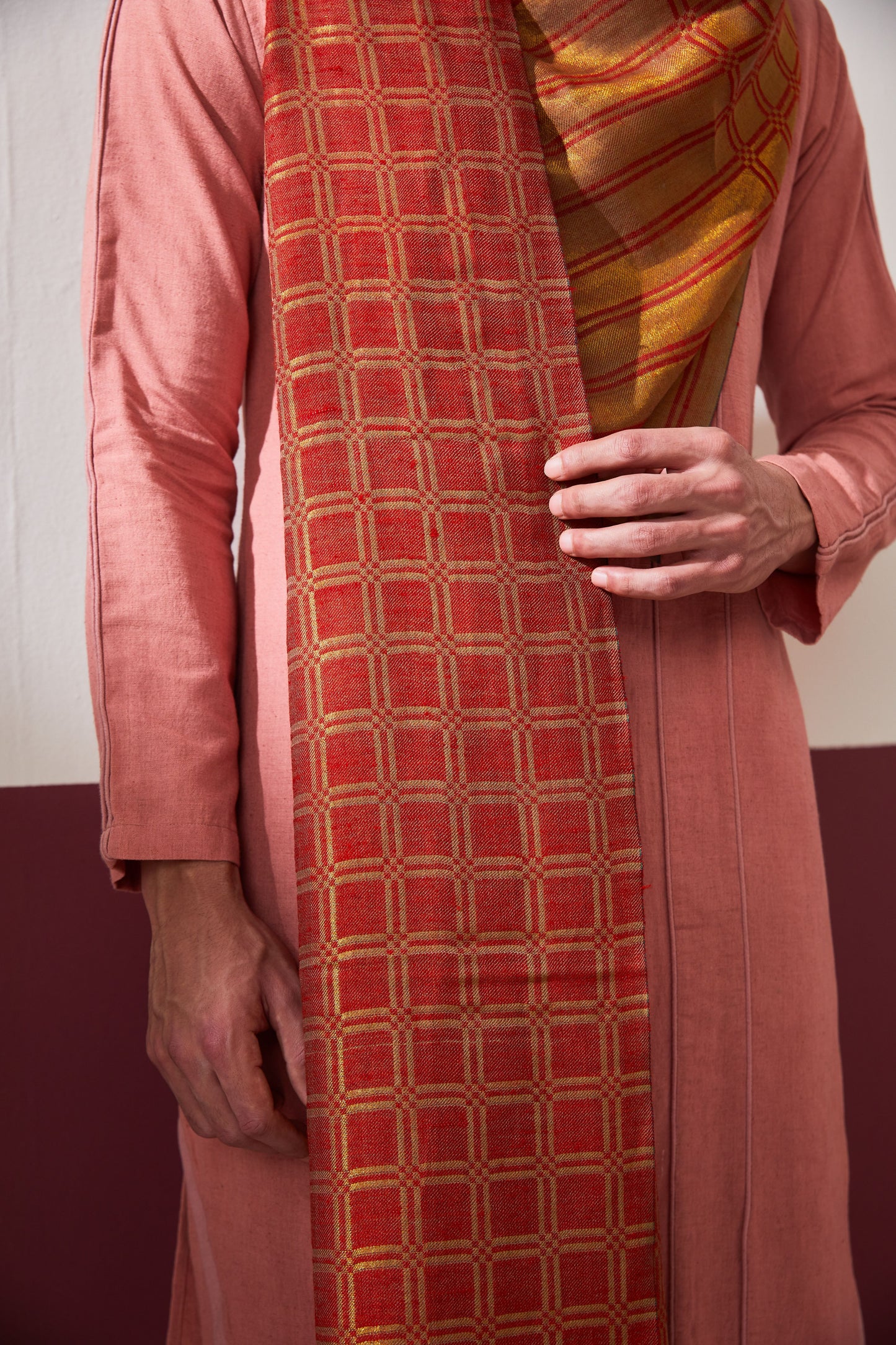 Zari Check Reversible Pashmina Stole