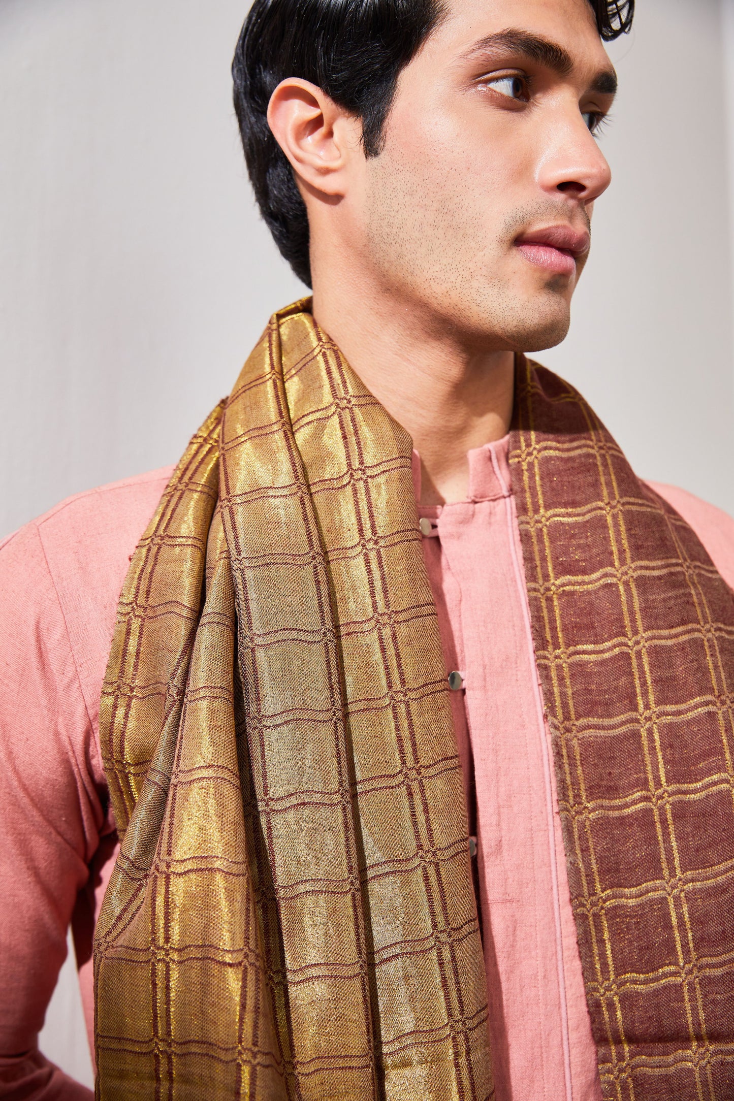 Zari Check Reversible Pashmina Stole