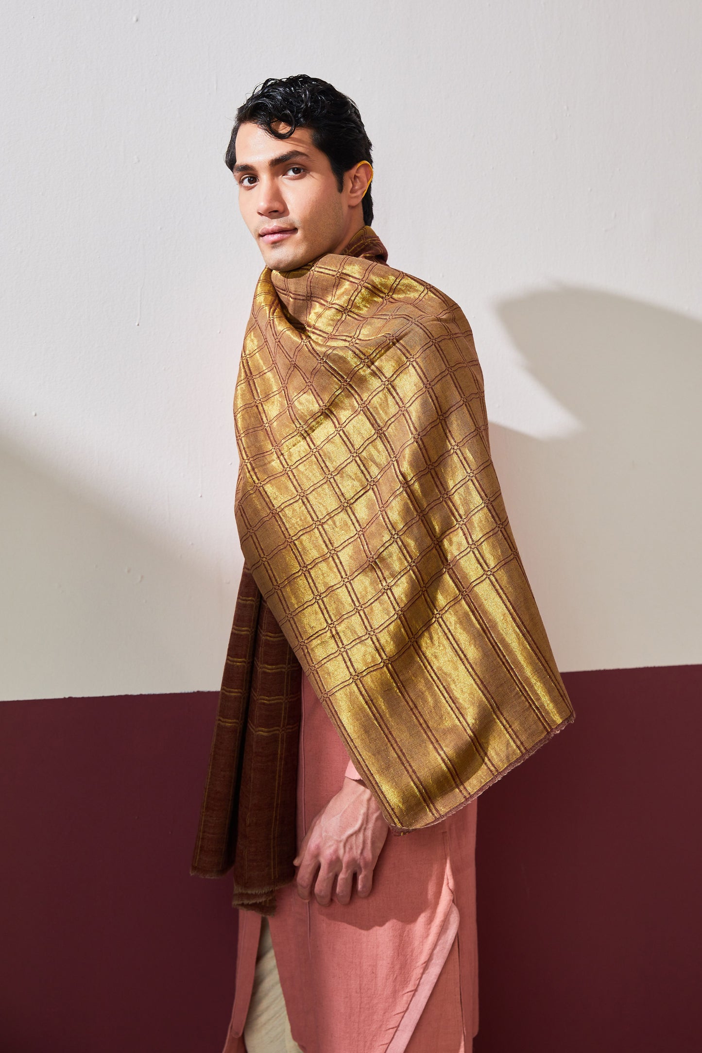 Zari Check Reversible Pashmina Stole
