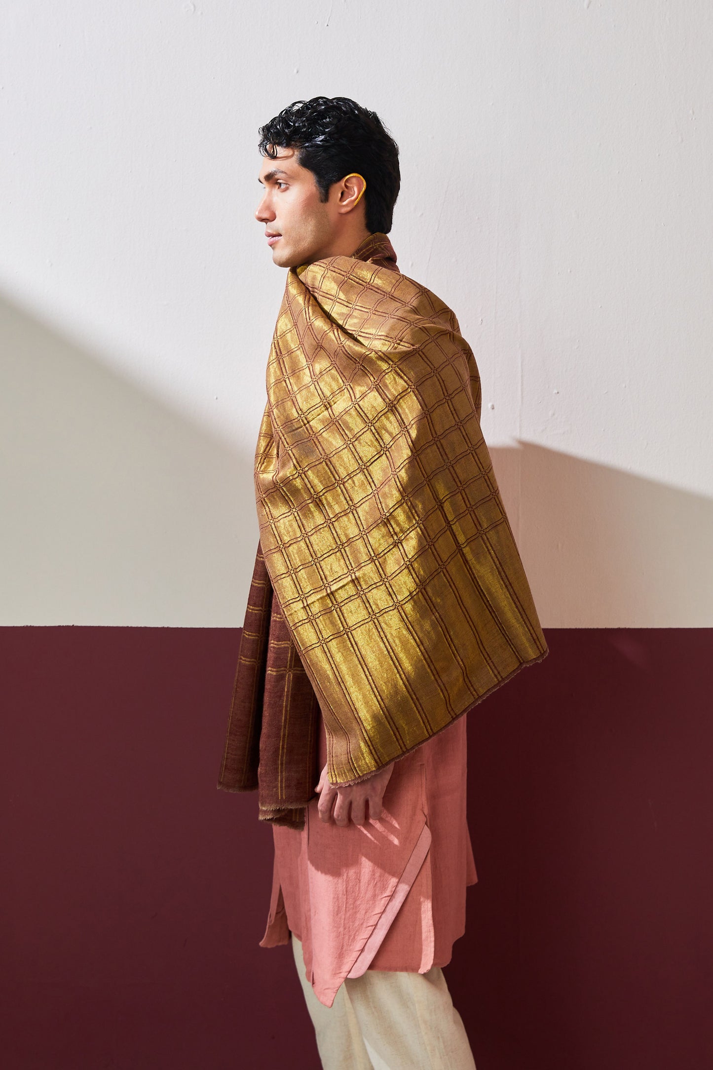 Zari Check Reversible Pashmina Stole