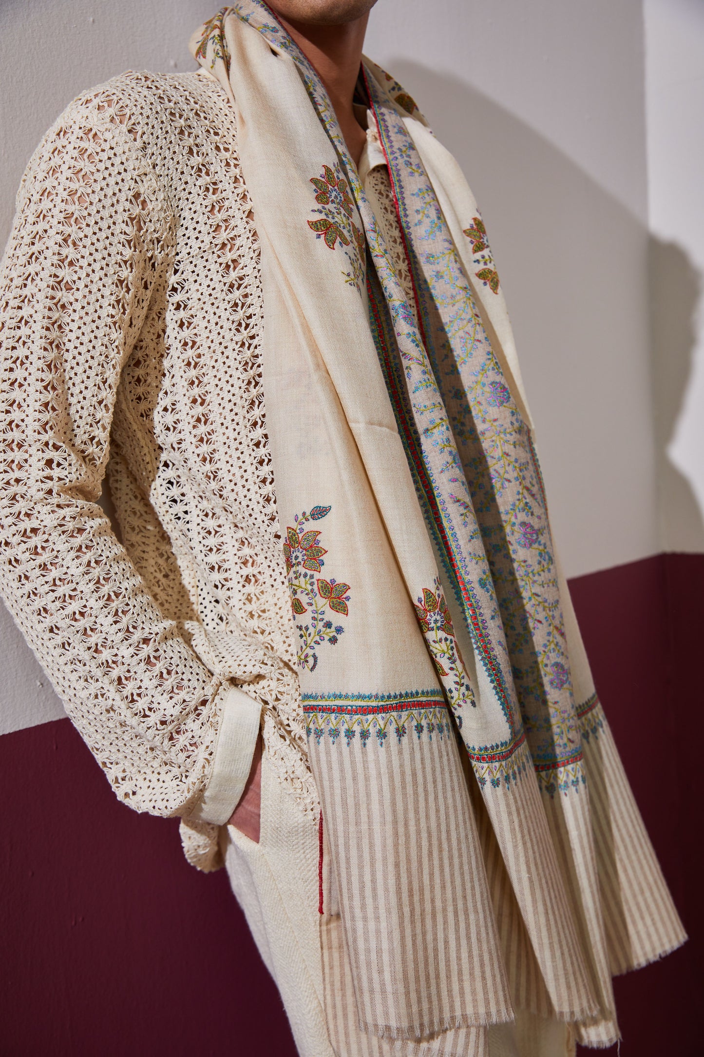 Paisley Stripe Pashmina Shawl