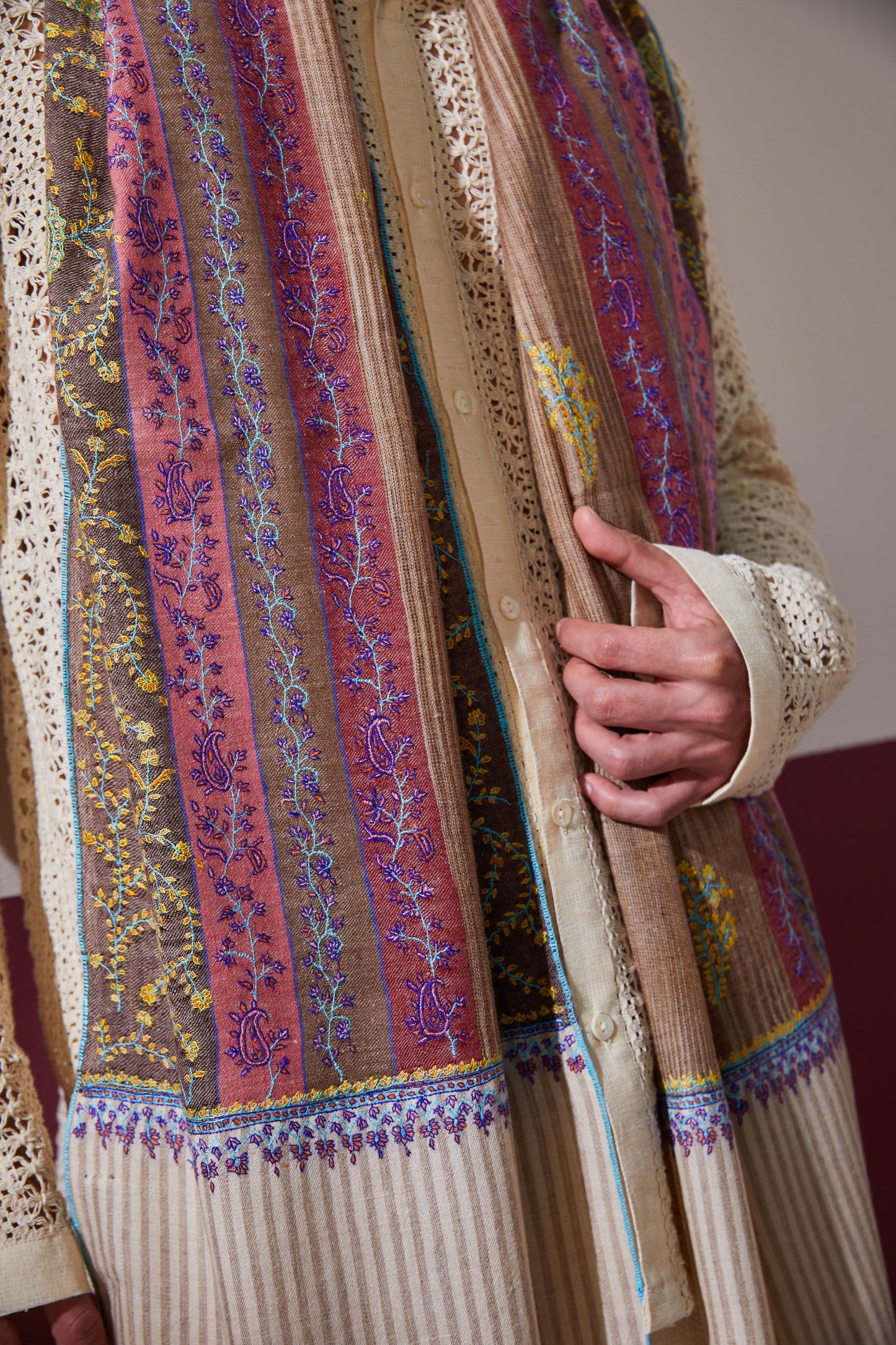 Paisley Stripe Pashmina Shawl