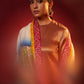 Model is wearing the Ayodhya tales pashmina shawl by Shaza.