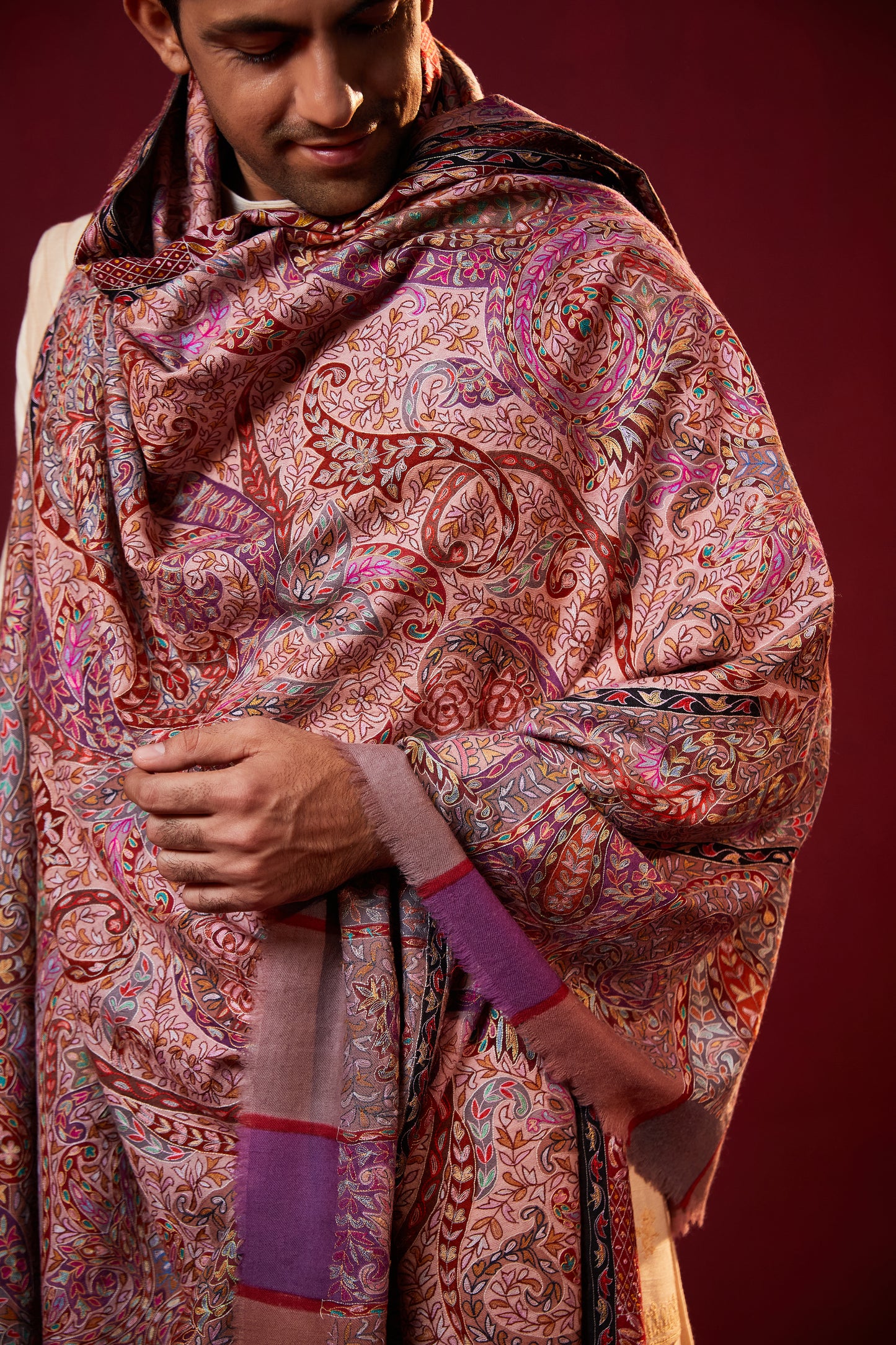 Dushala Men's Kalamkari Shawl