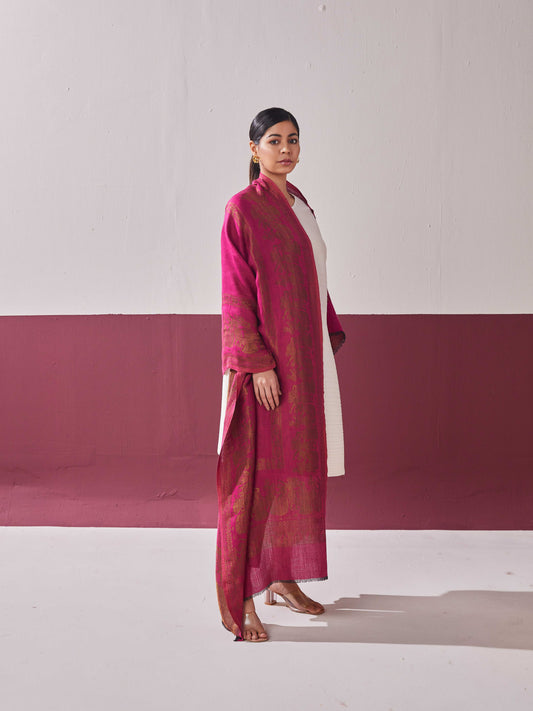Wool Reversible Zari Stole