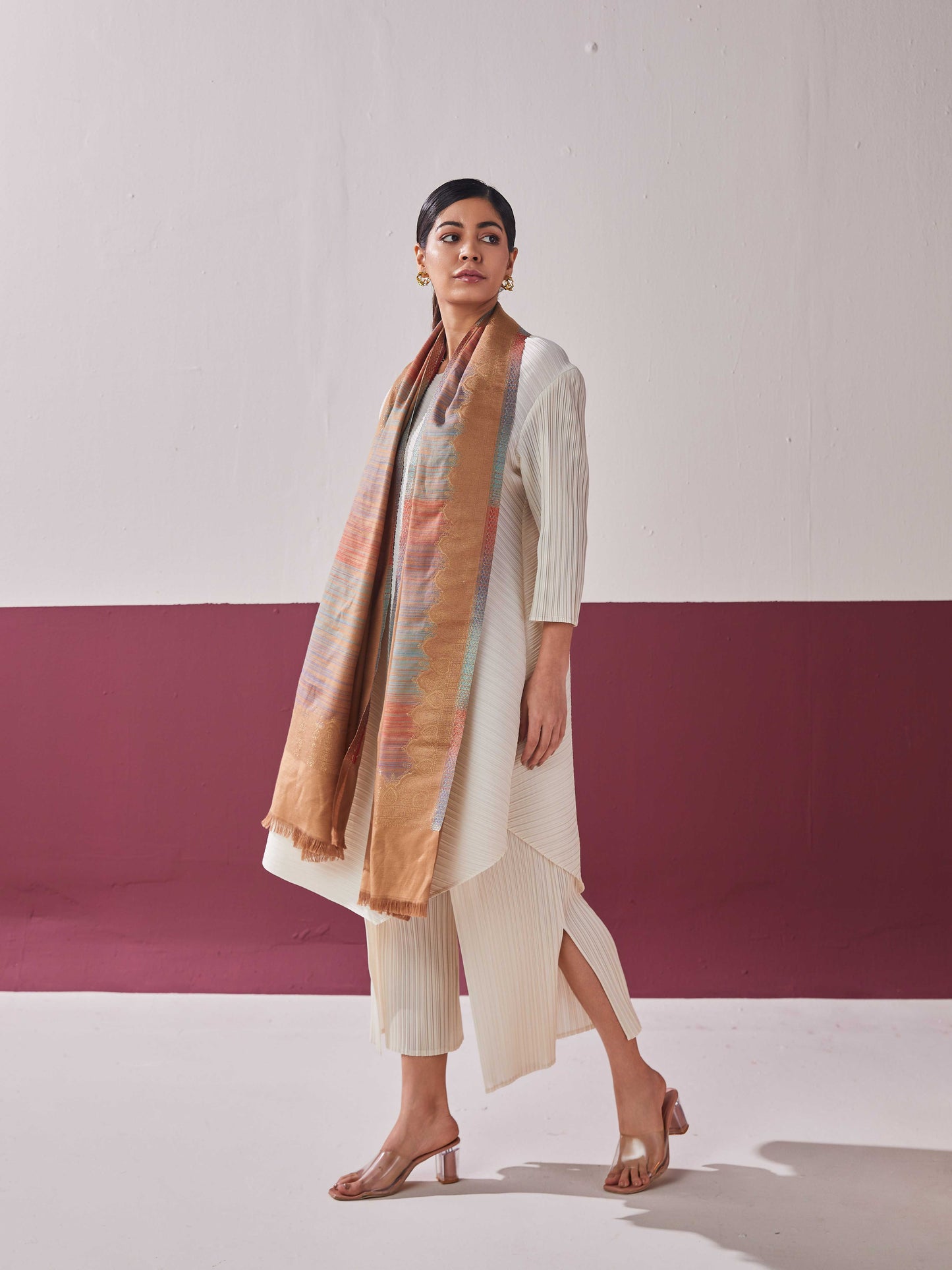 Wool Silk Zari Stole