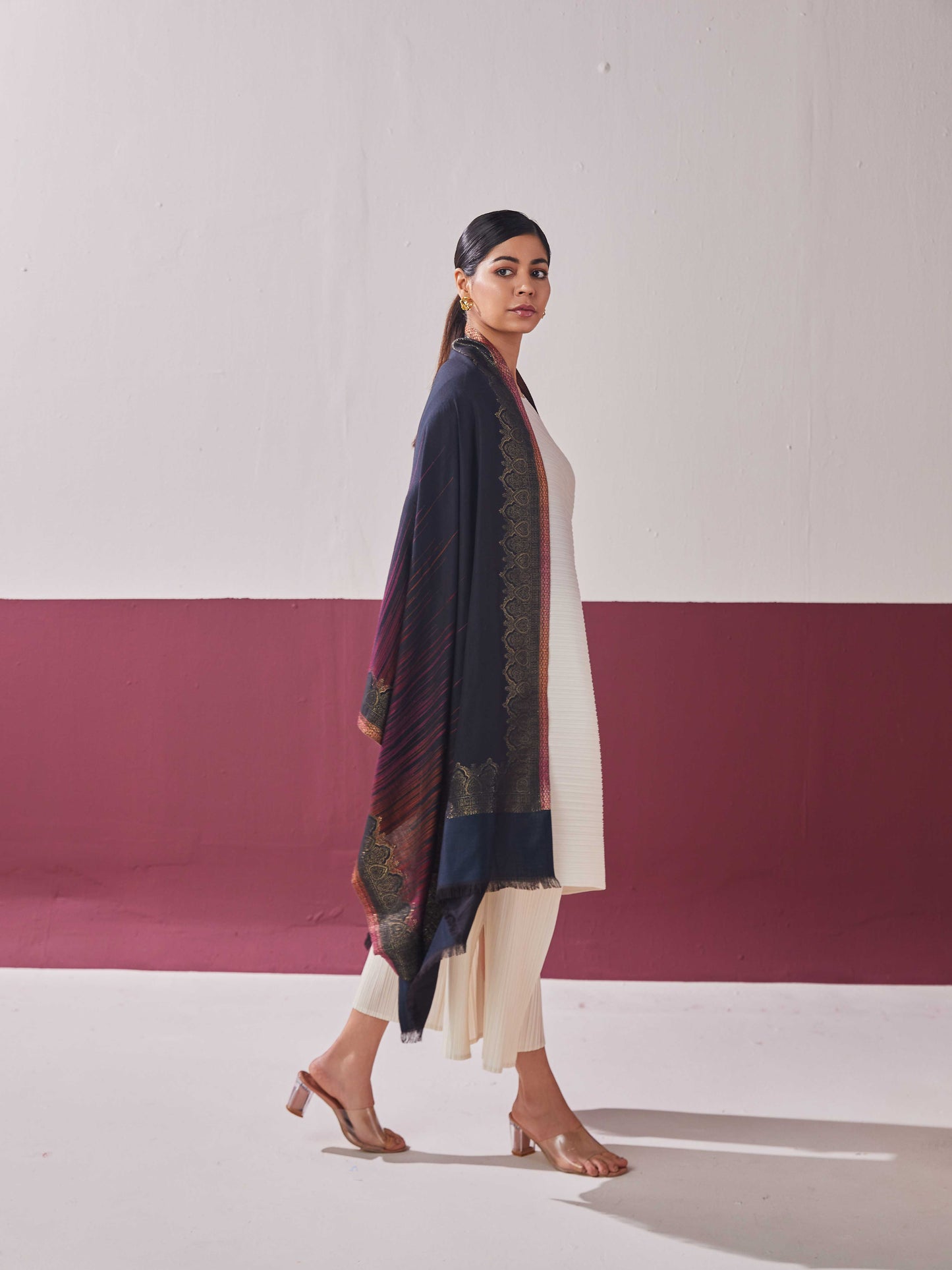 Wool Silk Zari Stole