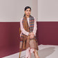 Model is wearing an Ekkat reversible stole in multicolour from Shaza.