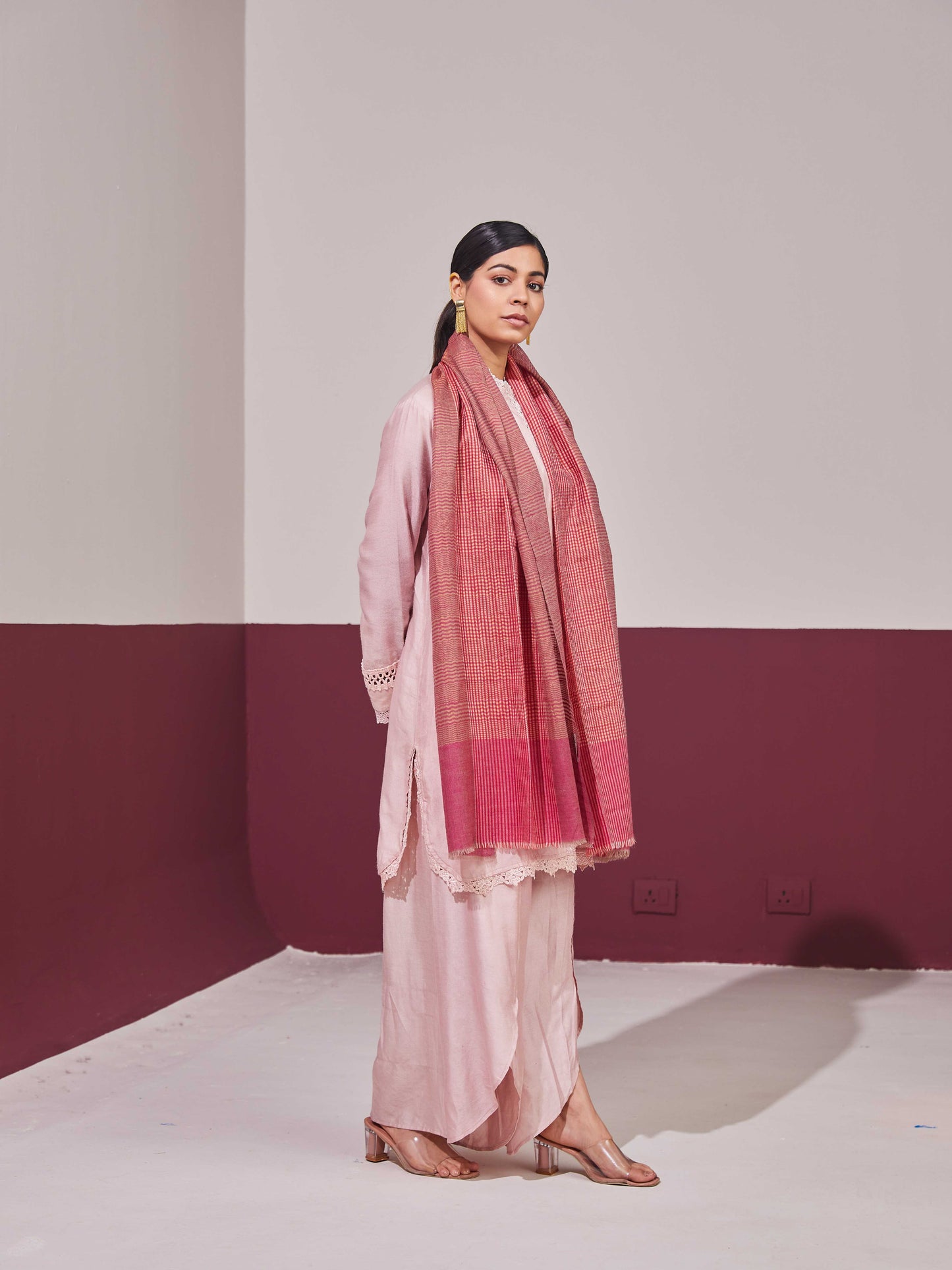 Zari Check Reversible Pashmina Stole