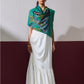 Model is wear a Pashmina Kalamkari Border stole in emerald green from Shaza.