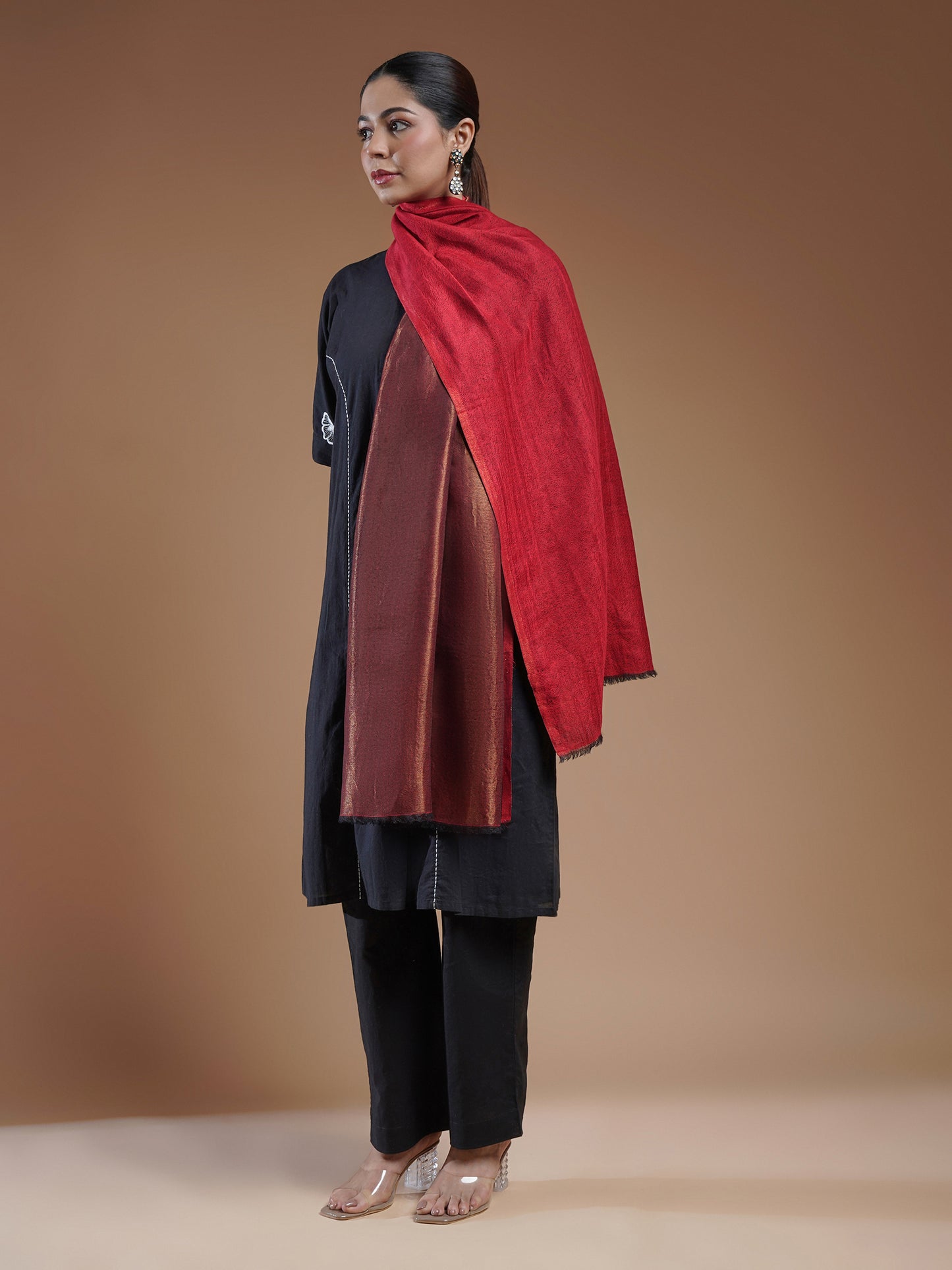 Wool Reversible Zari Stole