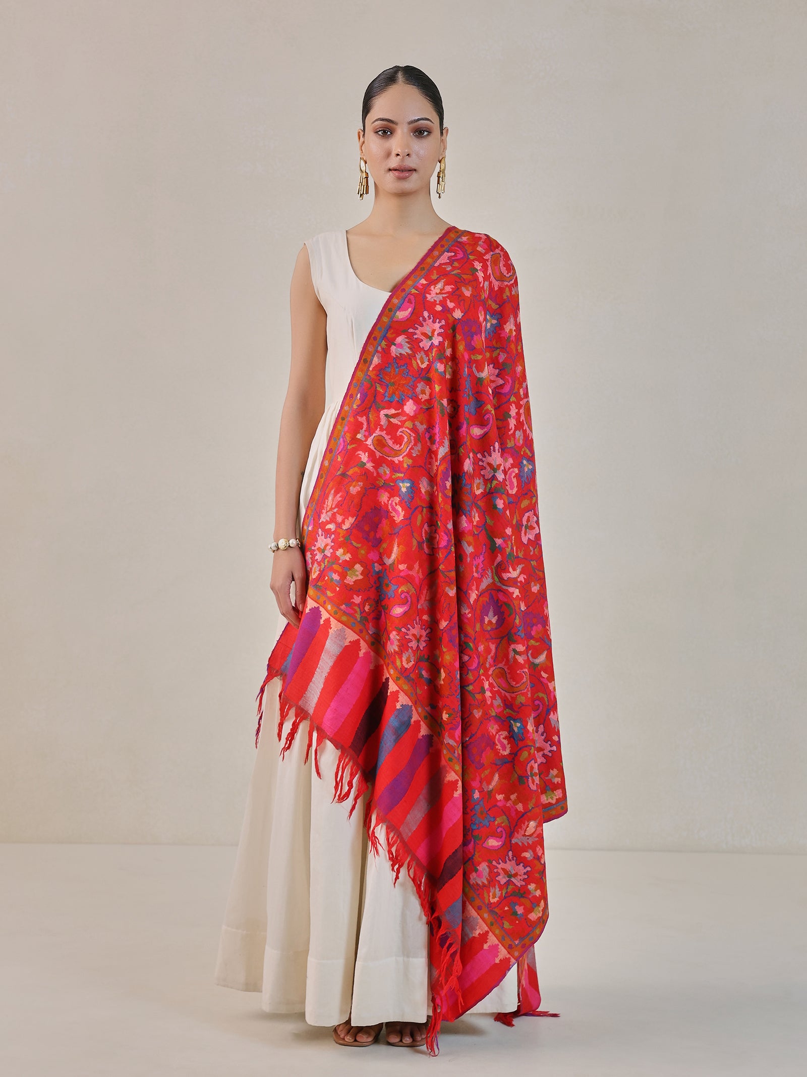 Orange Kani Pashmina Shawl