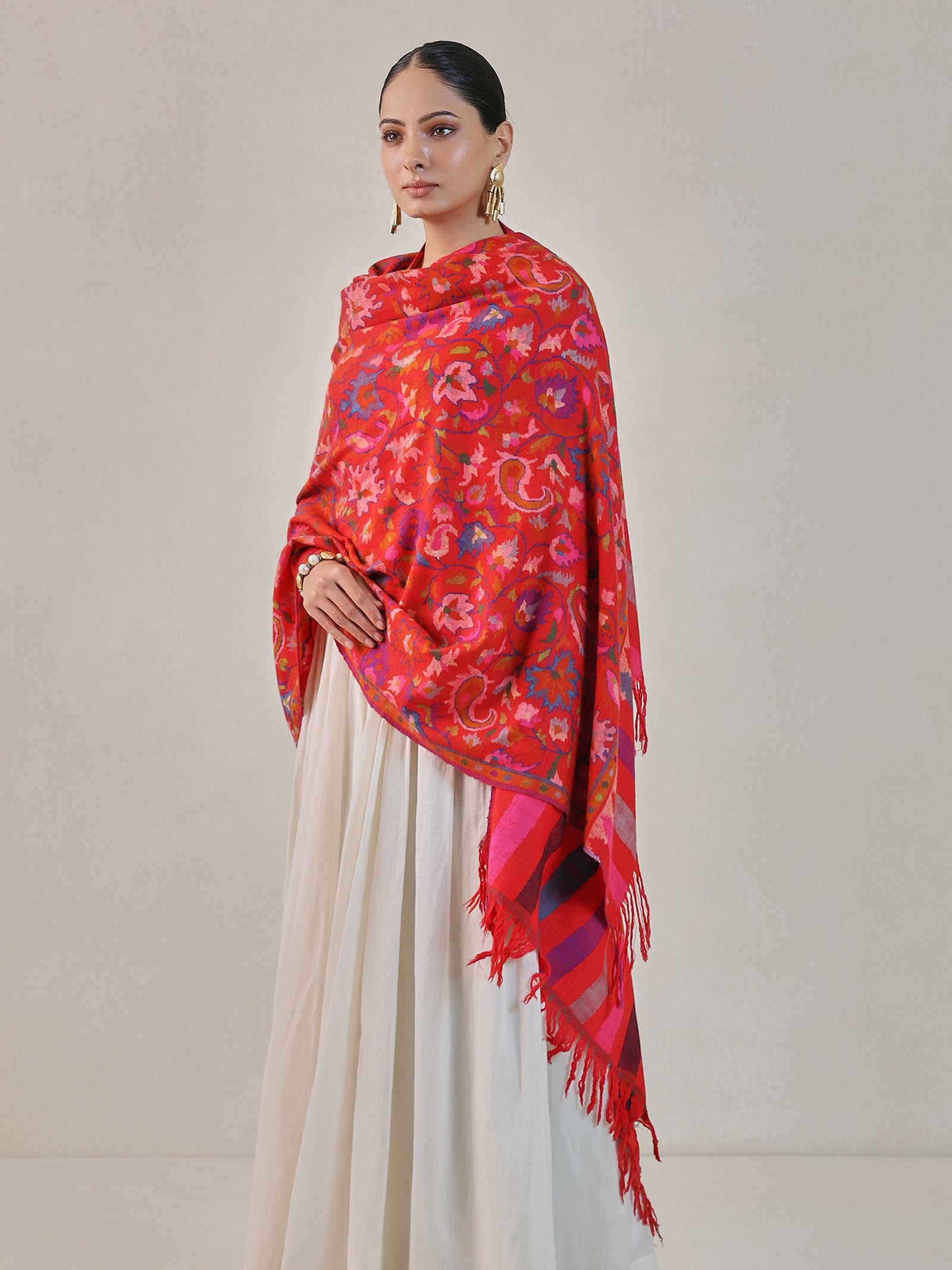 Orange Kani Pashmina Shawl