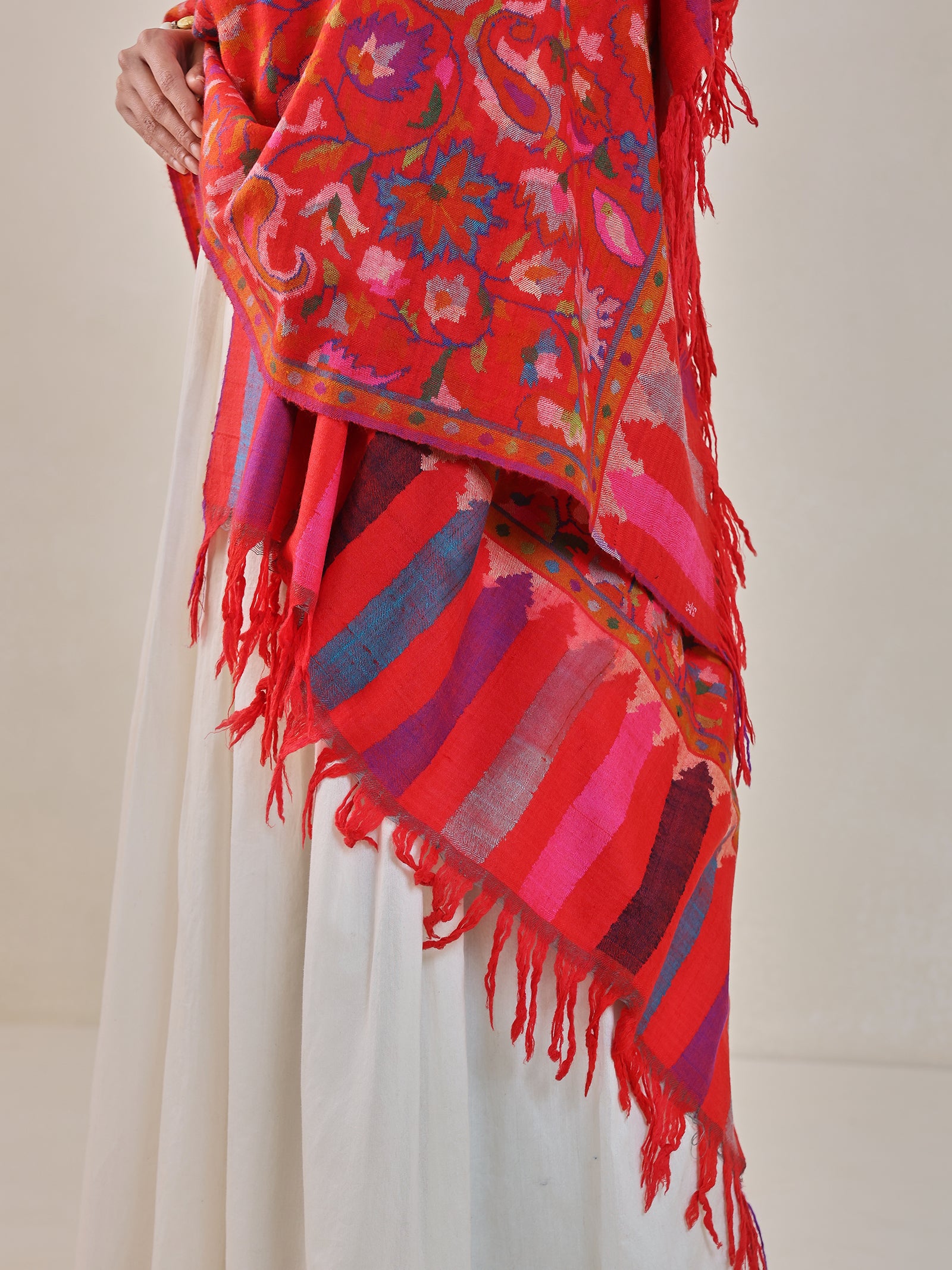 Orange Kani Pashmina Shawl