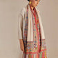 Model is wearing the Manohar Border Pashmina Kalmakari Shawl by Shaza.