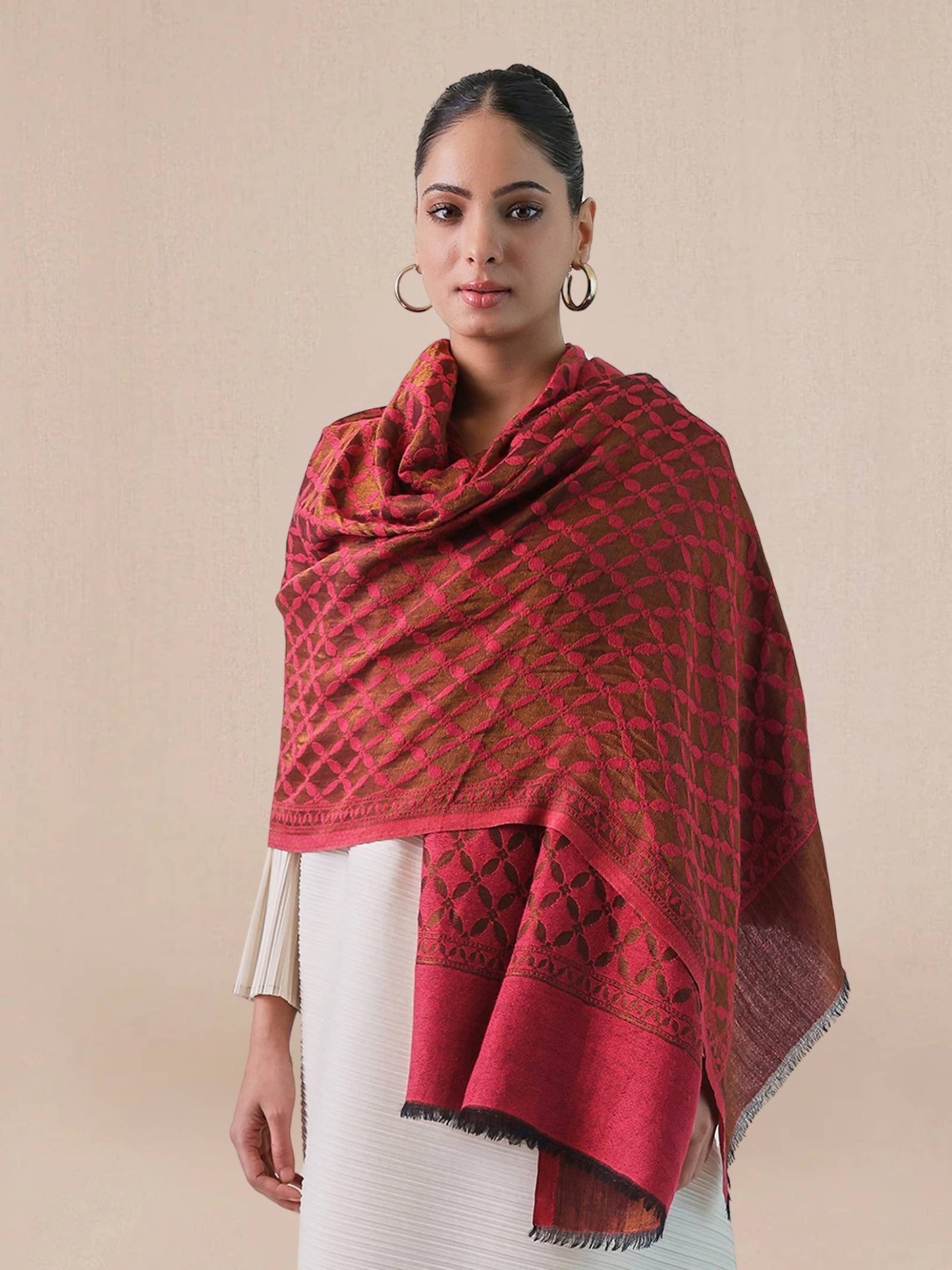 Wool Reversible Zari Stole