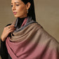 Model is wearing a Pashmina ombre stole in self weave in the colour fawn/nude. 