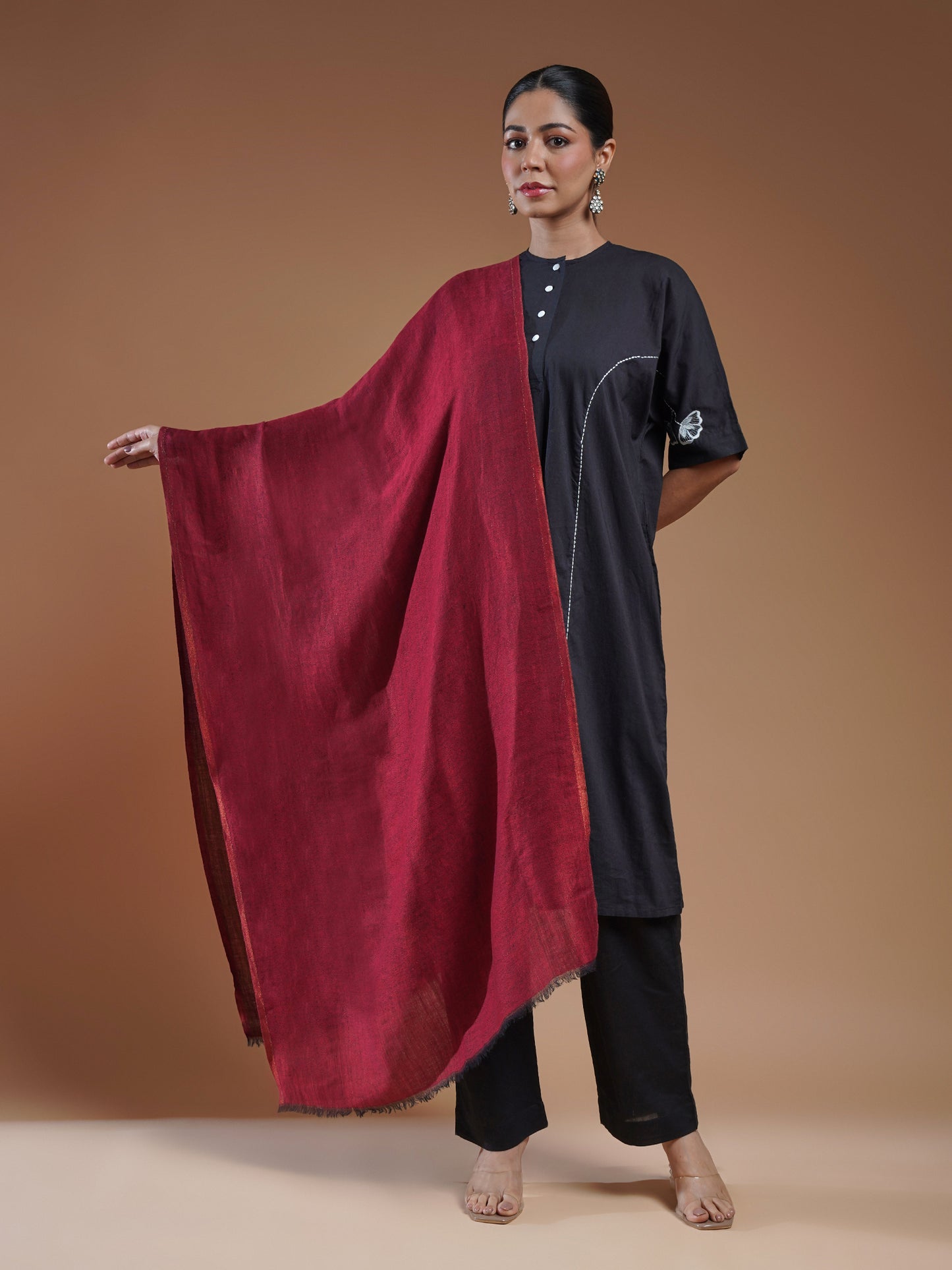 Wool Reversible Zari Stole