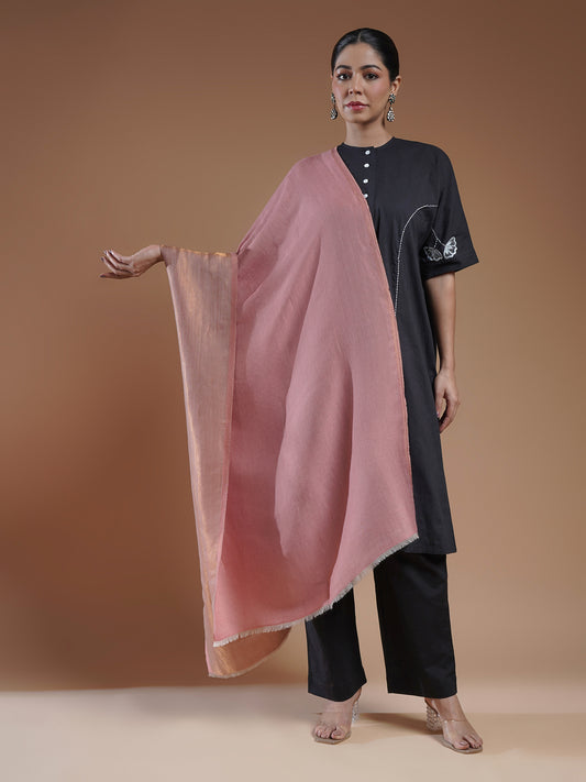 Wool Reversible Zari Stole
