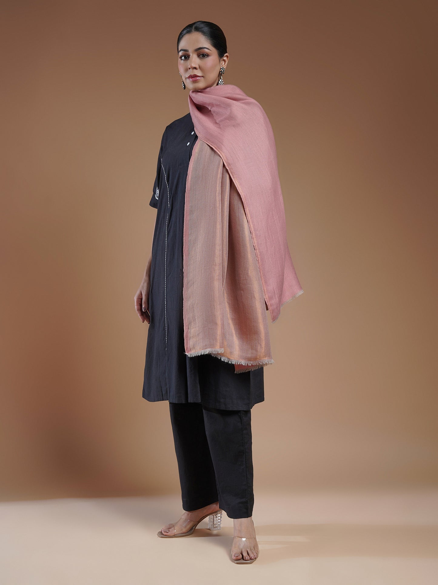 Wool Reversible Zari Stole