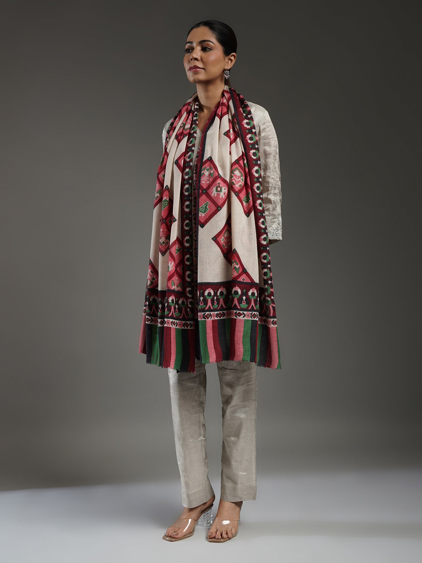 Rangbaahar Patola pashmina stole