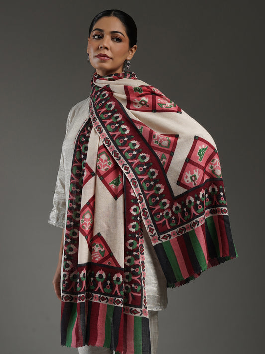 Rangbaahar Patola pashmina stole